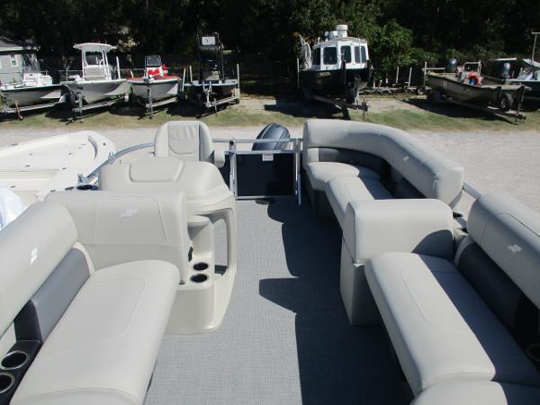 2025 Starcraft LX16R pontoon boat with spacious seating and modern design.