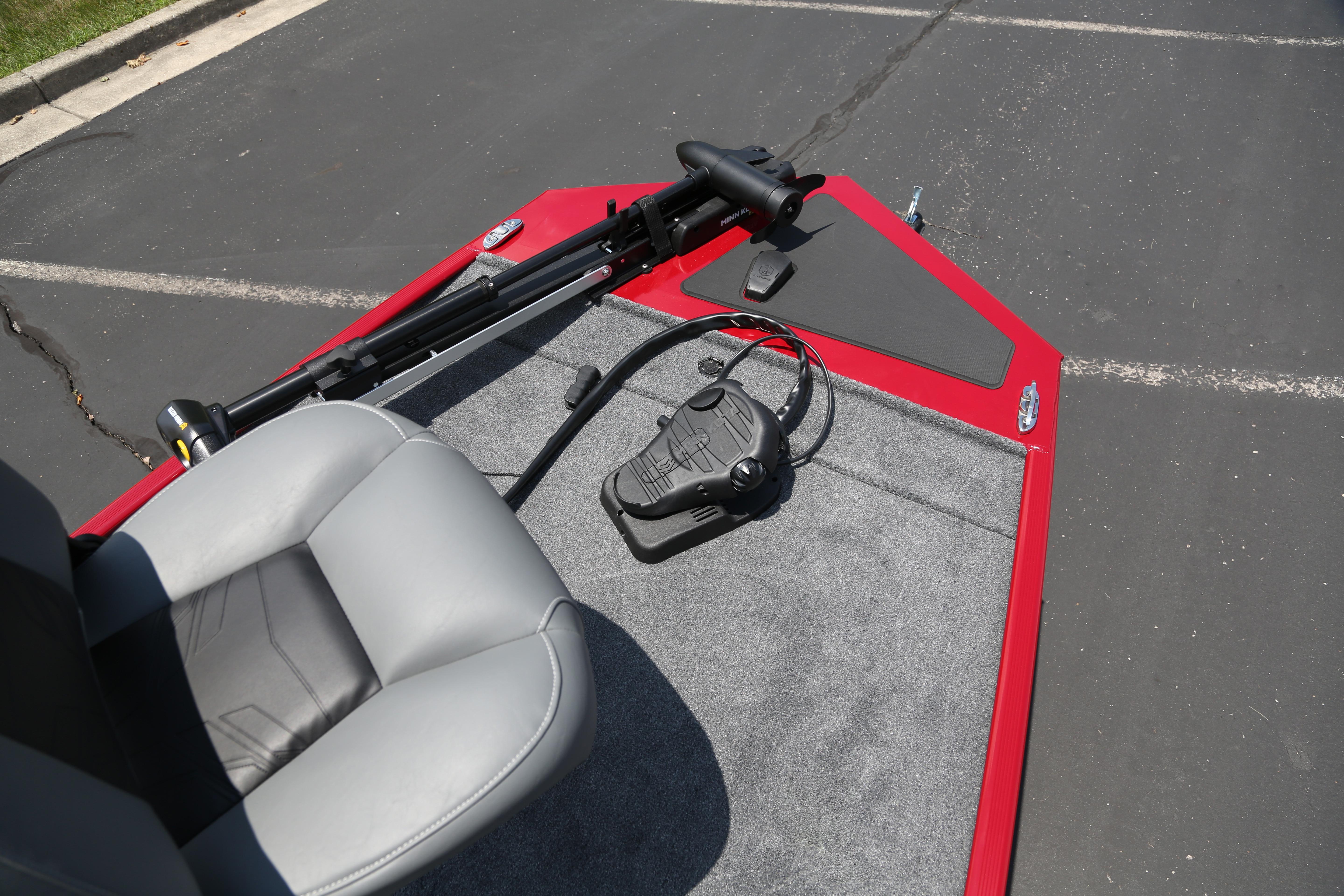 2026 Tracker Bass Tracker Classic XL boat deck with seat and trolling motor.