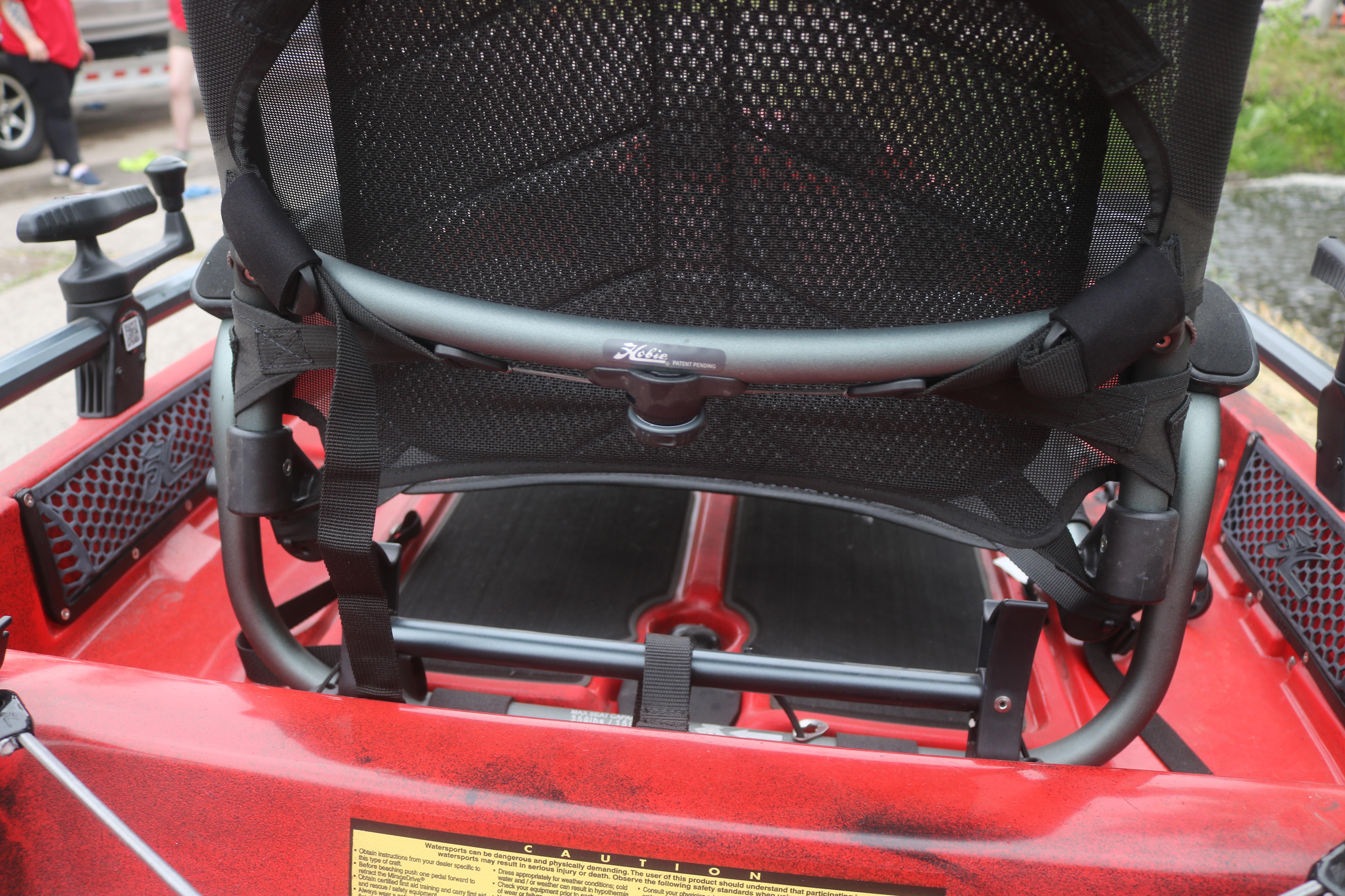 2023 Hobie Mirage Pro Angler 14 kayak seat, showcasing ergonomic design and sturdy construction.
