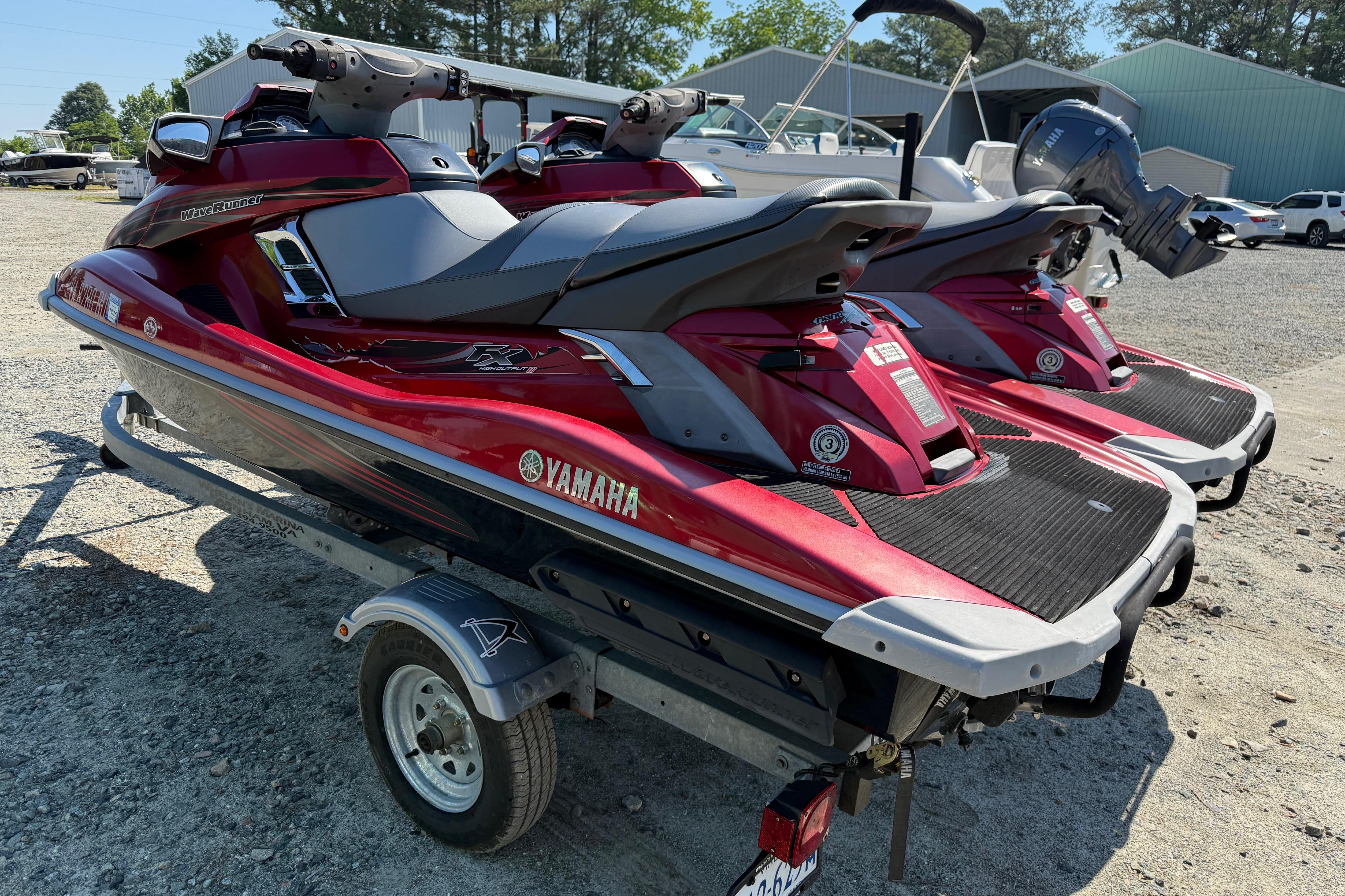 2013 Yamaha WaveRunner FX HO jet skis on a trailer, ready for adventure.