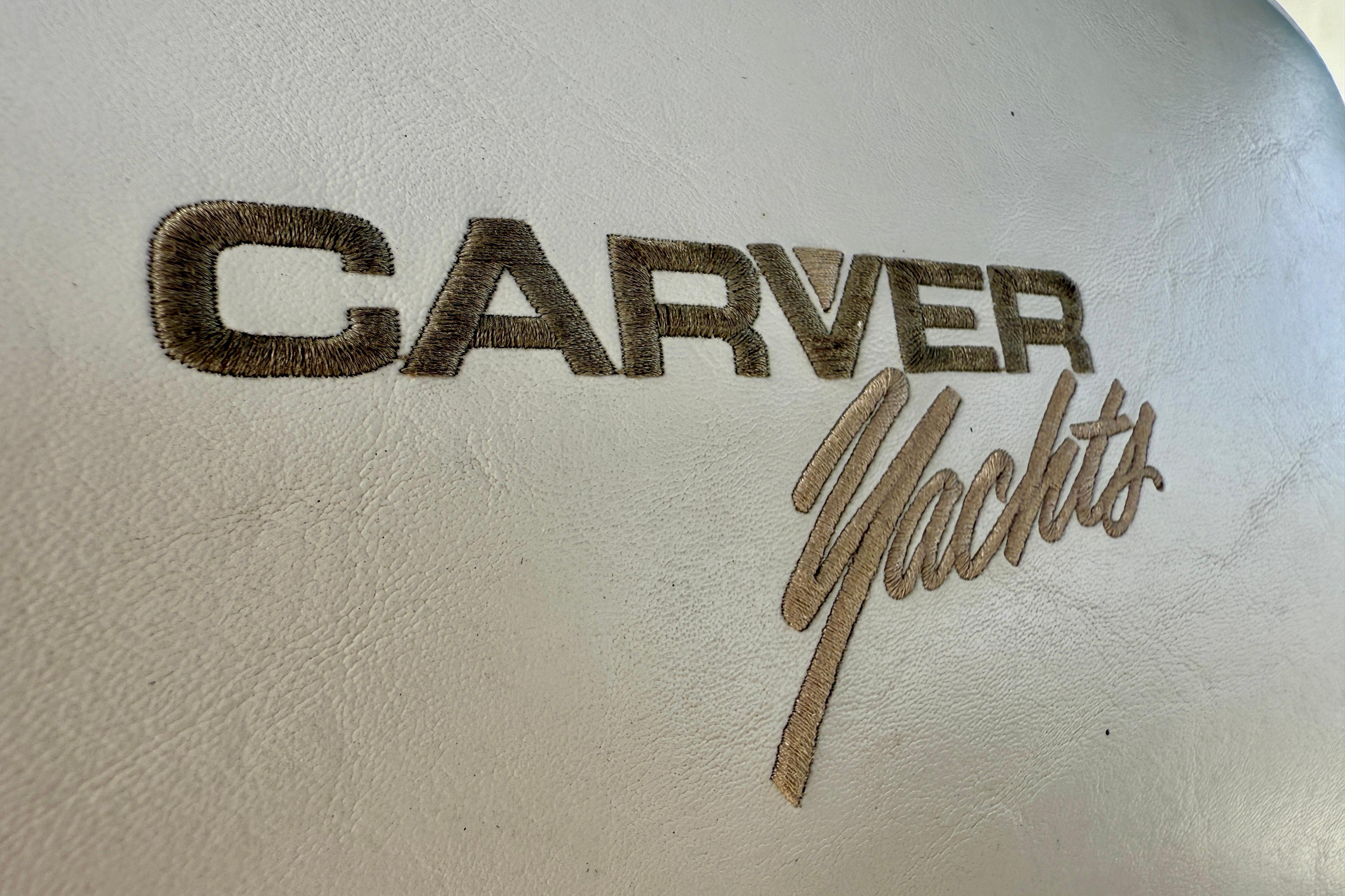 Carver Yachts logo on 1997 Carver 355 Aft Cabin Motor Yacht interior.