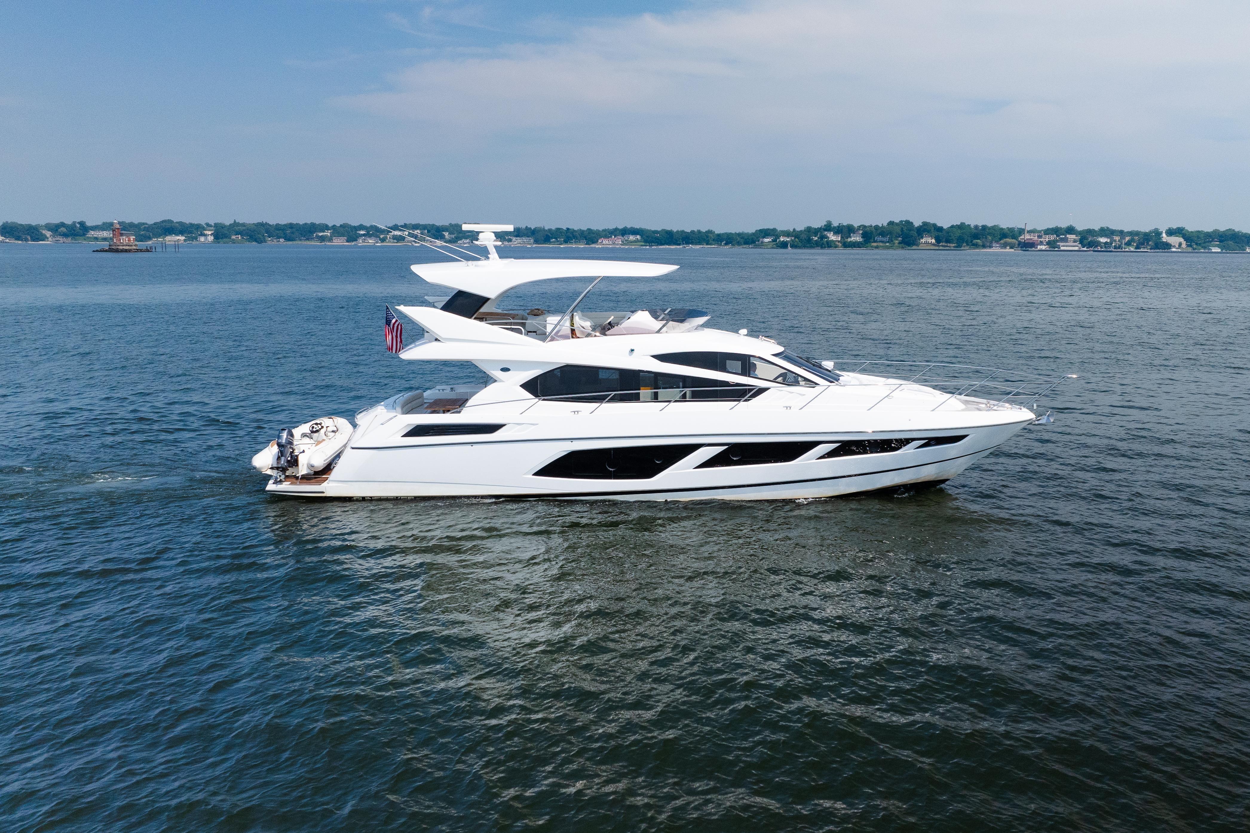 2016 Sunseeker Manhattan 65 yacht cruising on open water.