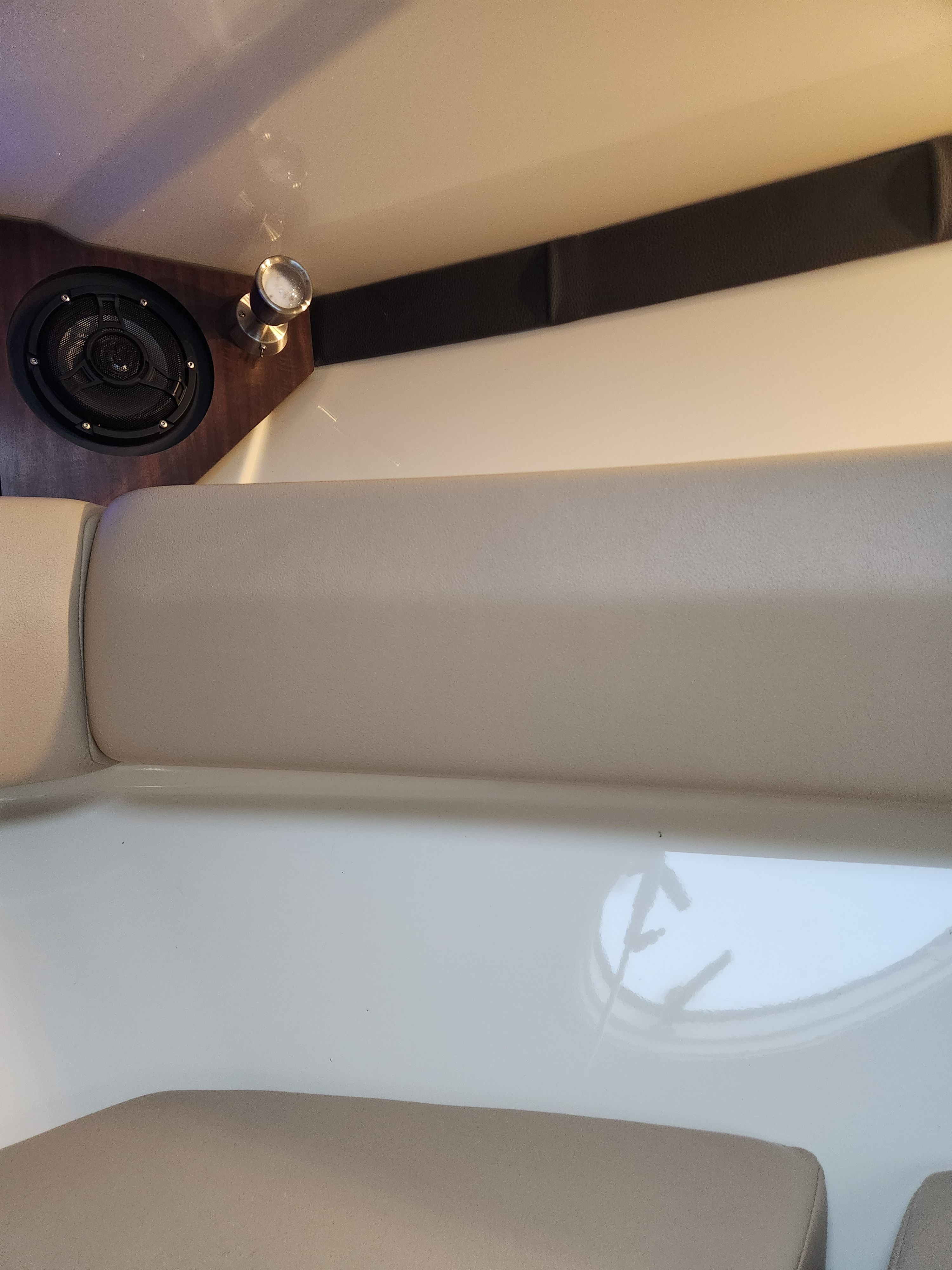 Interior of a 2015 Monterey 268SSC boat with speaker.