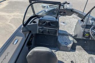 2026 Tracker Targa V-18 WT boat interior with steering console and seating.