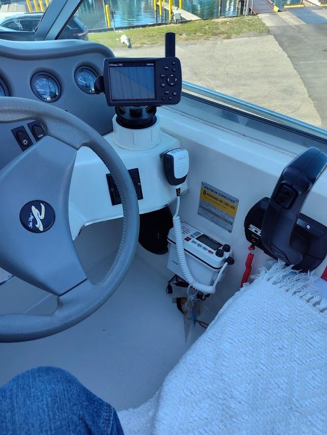 Cockpit of a 1994 Sea Ray 230 Sundancer boat.