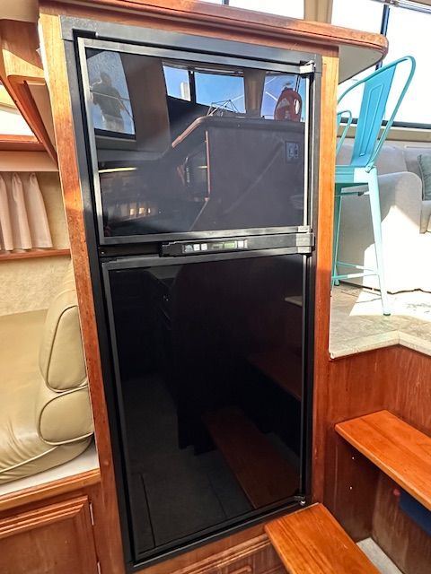 Refrigerator in 1988 Carver 3807 Aft Cabin Motor Yacht.