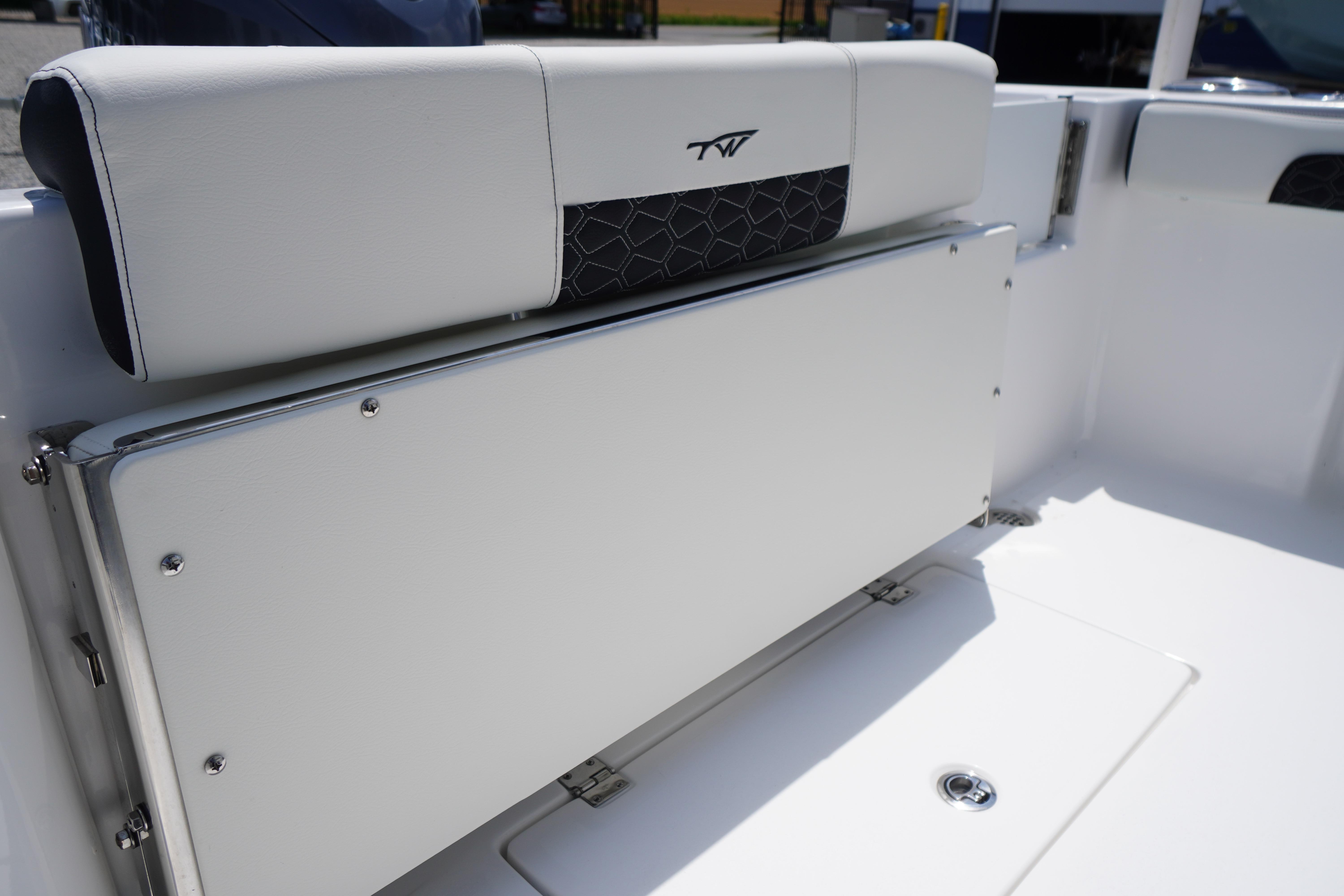 2027 Tidewater 220 CC Adventure boat interior with sleek seating and modern design.