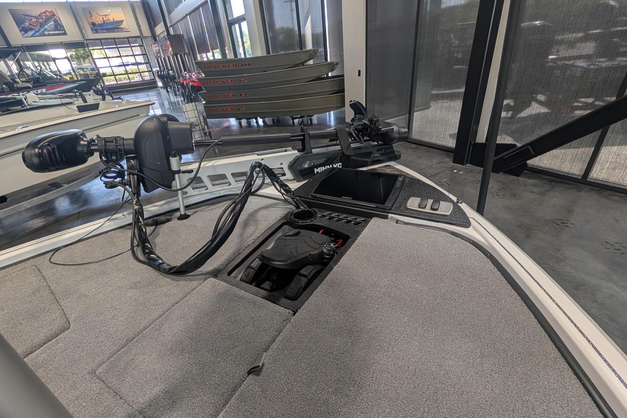 2026 Nitro Z19 XL Pro boat interior with advanced fishing equipment and storage compartments.