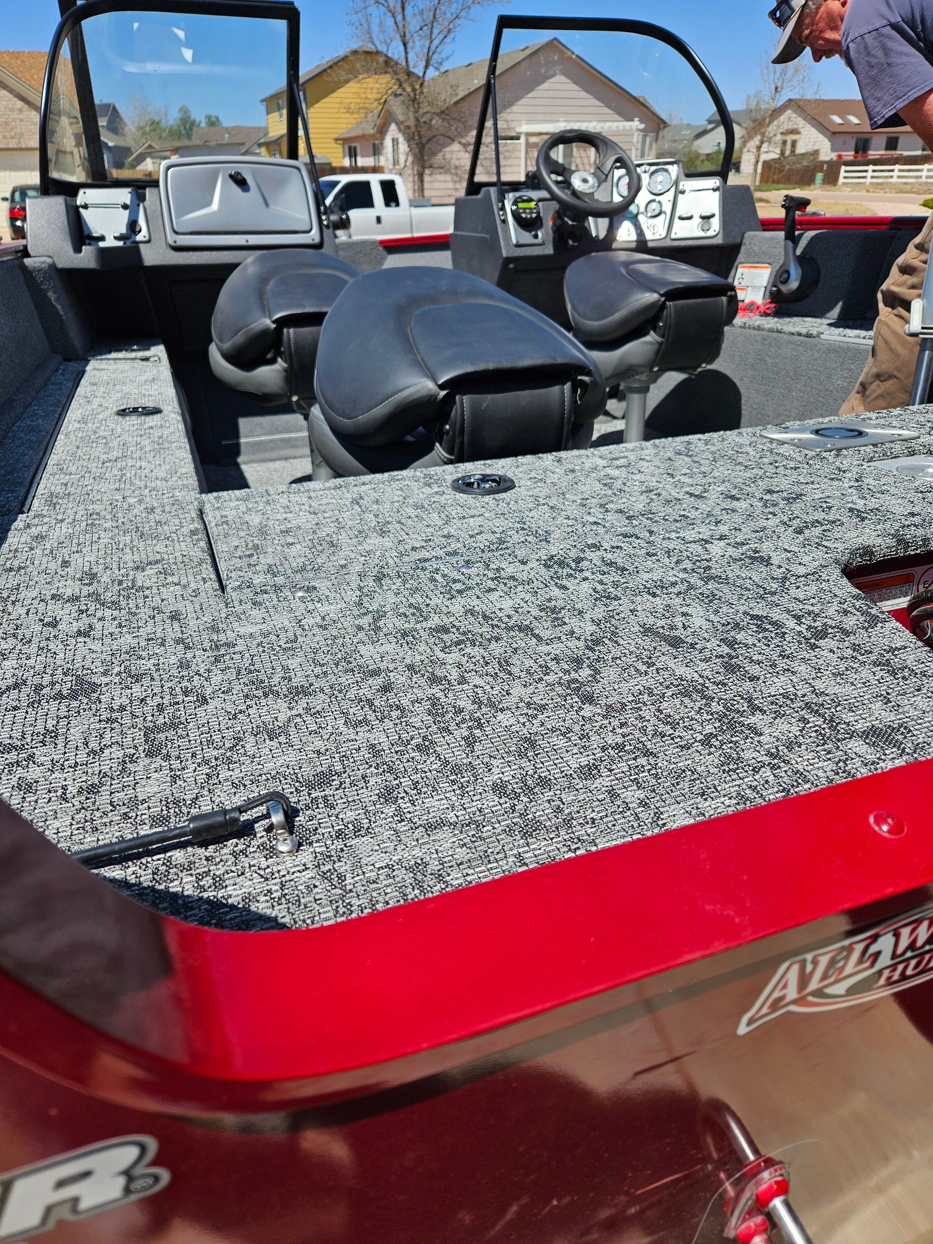 Interior view of a 2021 Tracker Pro Guide V-175 WT boat.