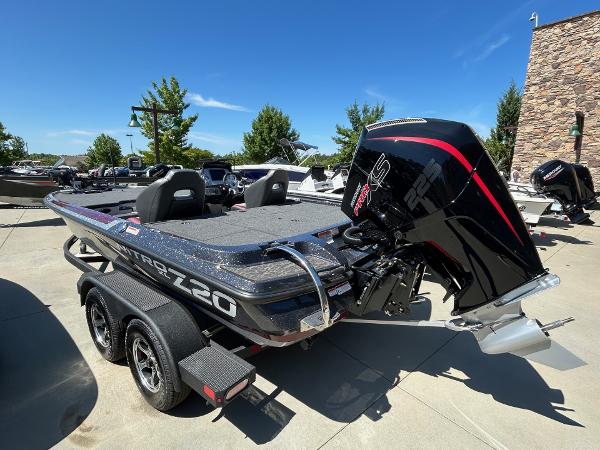 2025 Nitro Z20 XL Pro boat with powerful engine, parked outdoors on a sunny day.