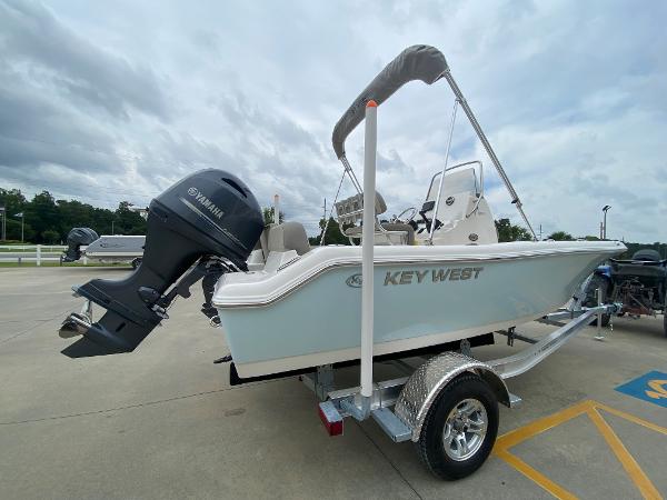 2024 Key West 189 FS boat on trailer with Yamaha outboard motor.