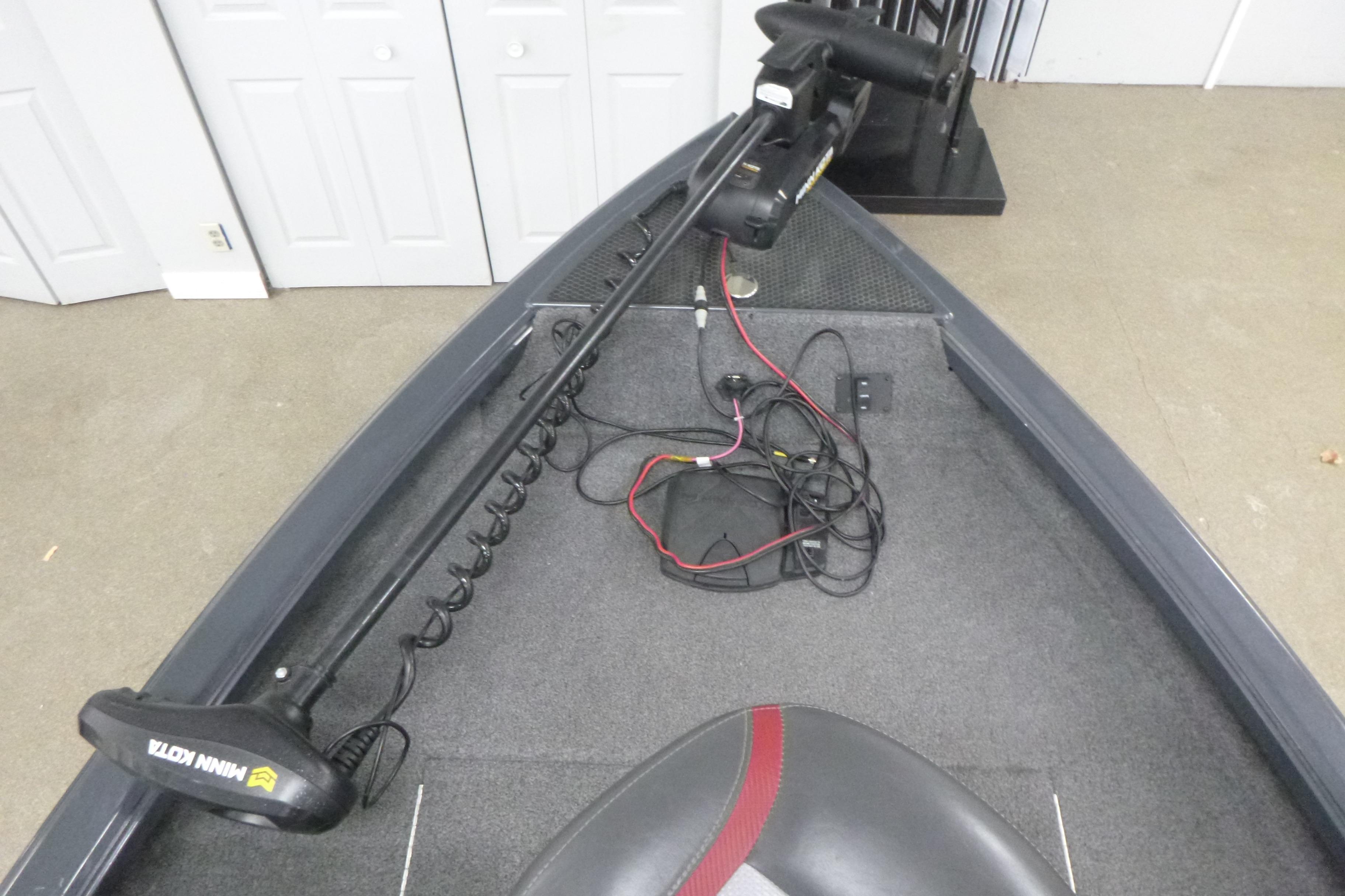 2021 Ranger VS1660 T boat interior with Minn Kota trolling motor and wiring.