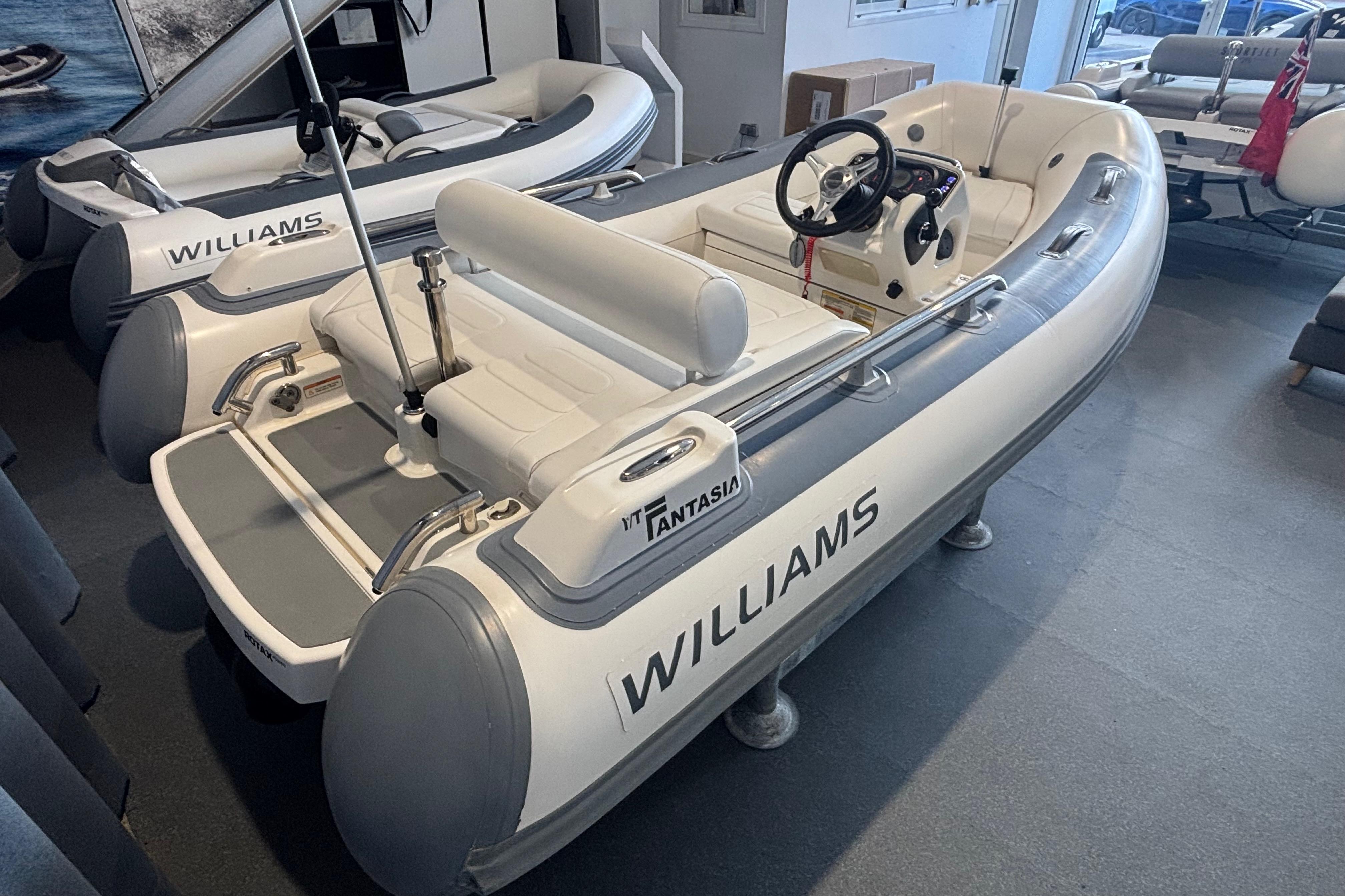 2018 Williams Jet Tenders Sportjet 345 inflatable boat in showroom display.