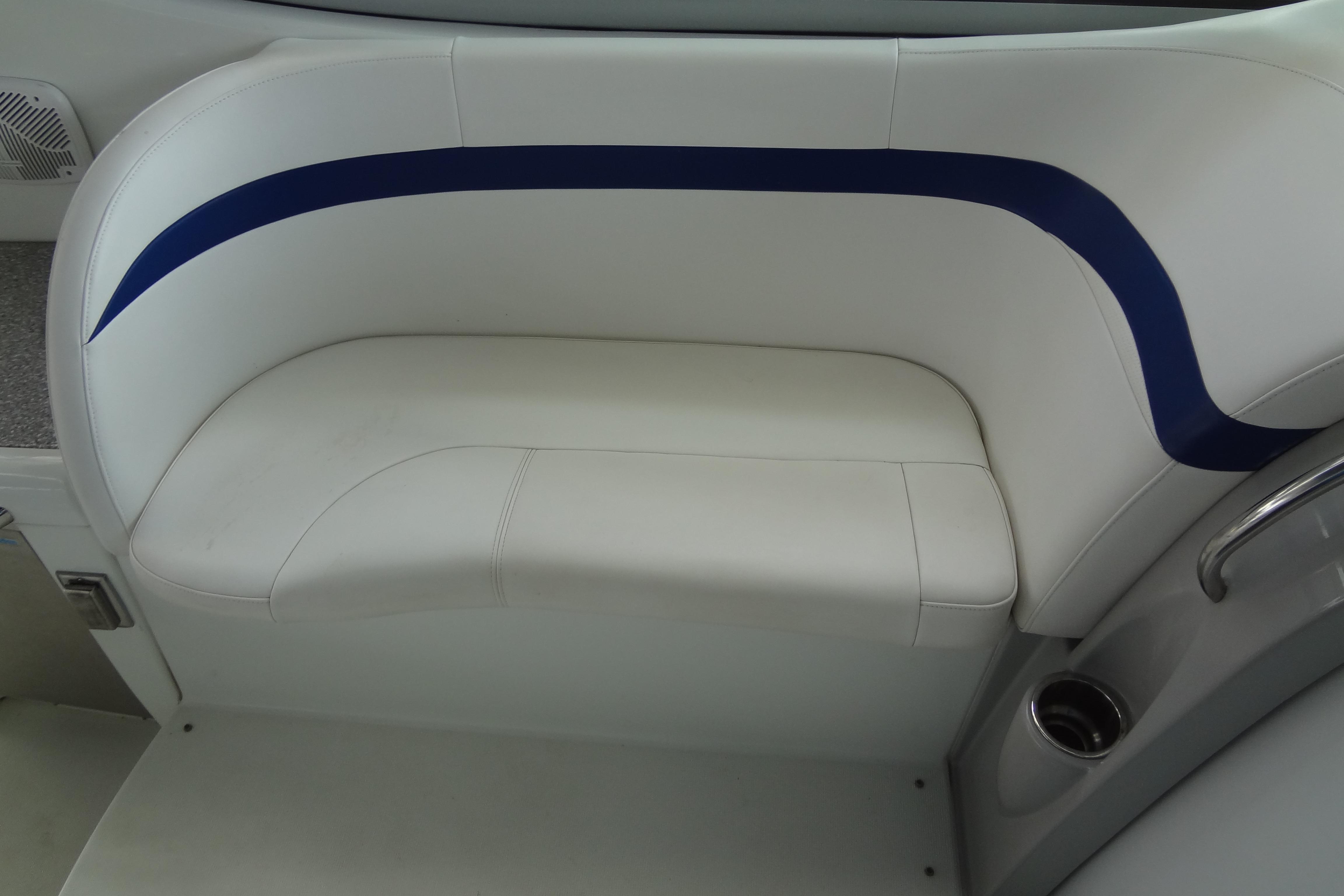 White and blue seating on 2007 Formula 34 Performance Cruiser boat.