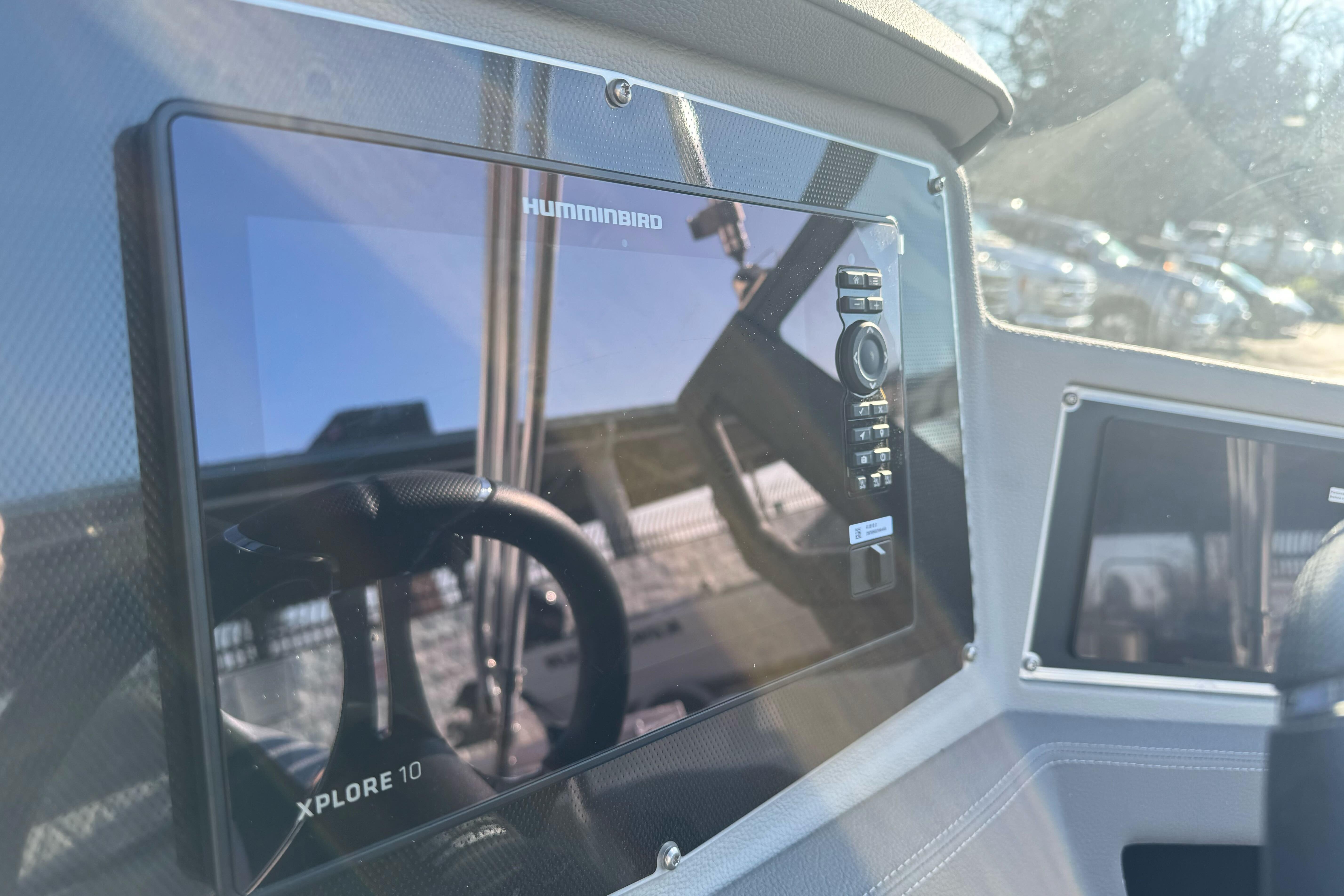 2026 Ranger 620xFS Pro boat dashboard with Humminbird Xplore 10 display.