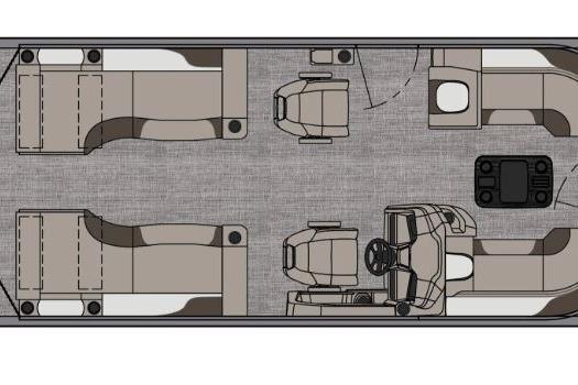 Top view layout of 2026 Tahoe Pontoon LTZ boat interior design.