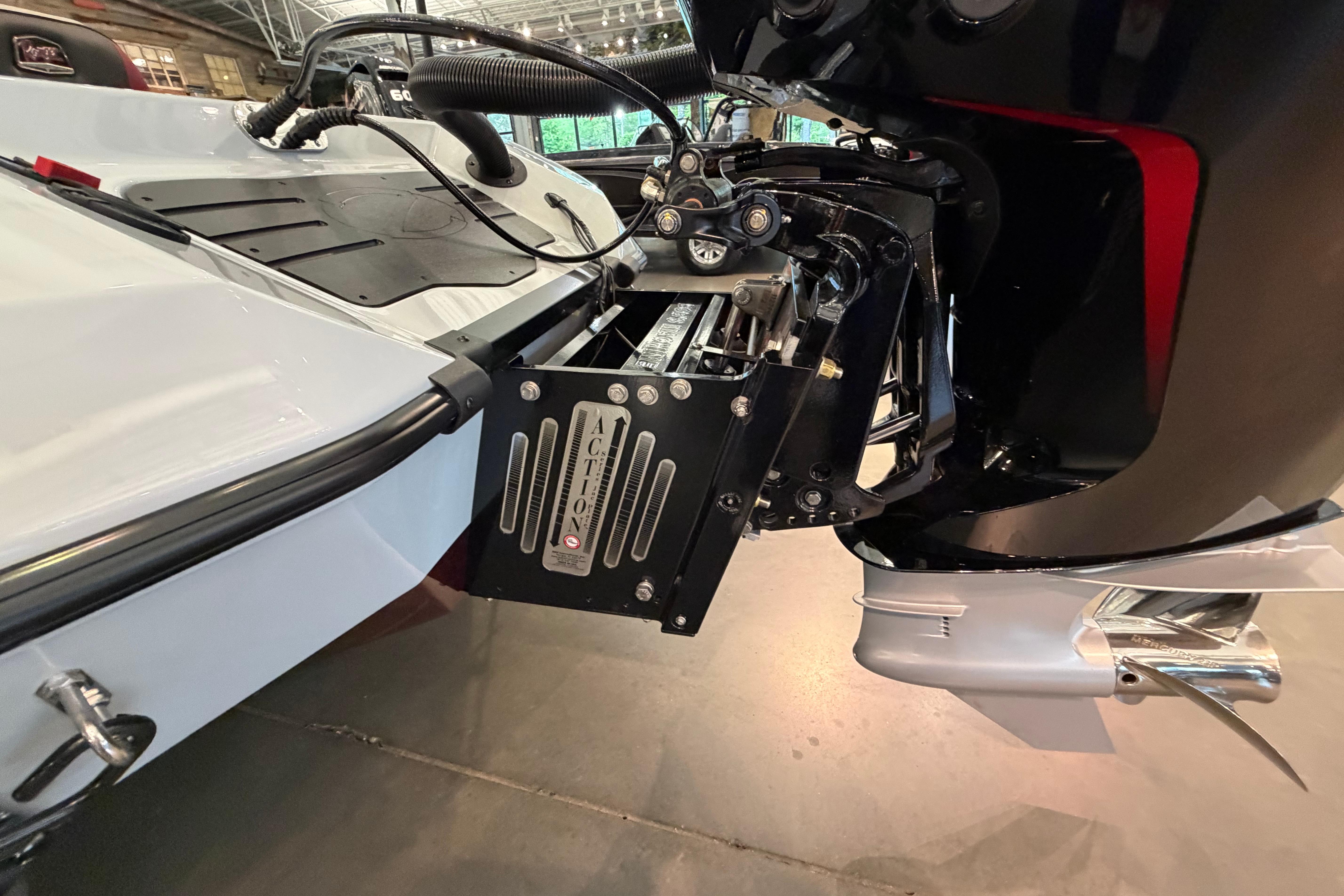 2026 Ranger Z521 boat engine mount detail with hydraulic components.