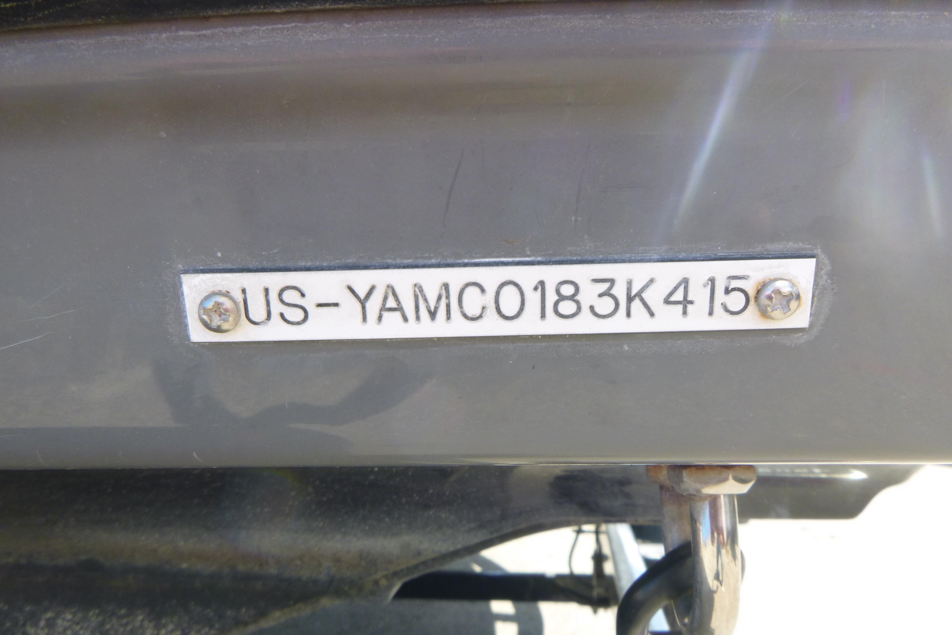 2015 Yamaha Boats SX192 hull identification number plate.