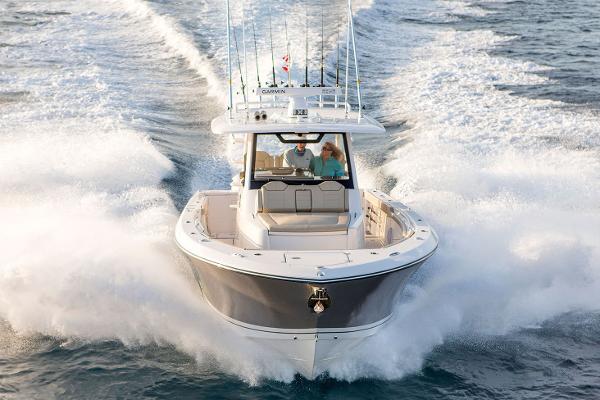 Manufacturer Provided Image: 2018 Pursuit S 368 Sport boat cruising on open water.