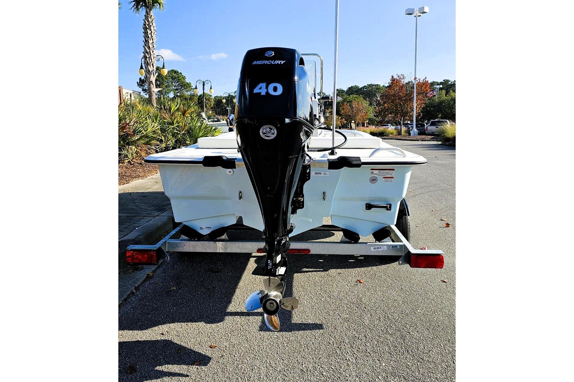 2026 Mako Pro Skiff 13 CC with Mercury 40 engine on trailer.