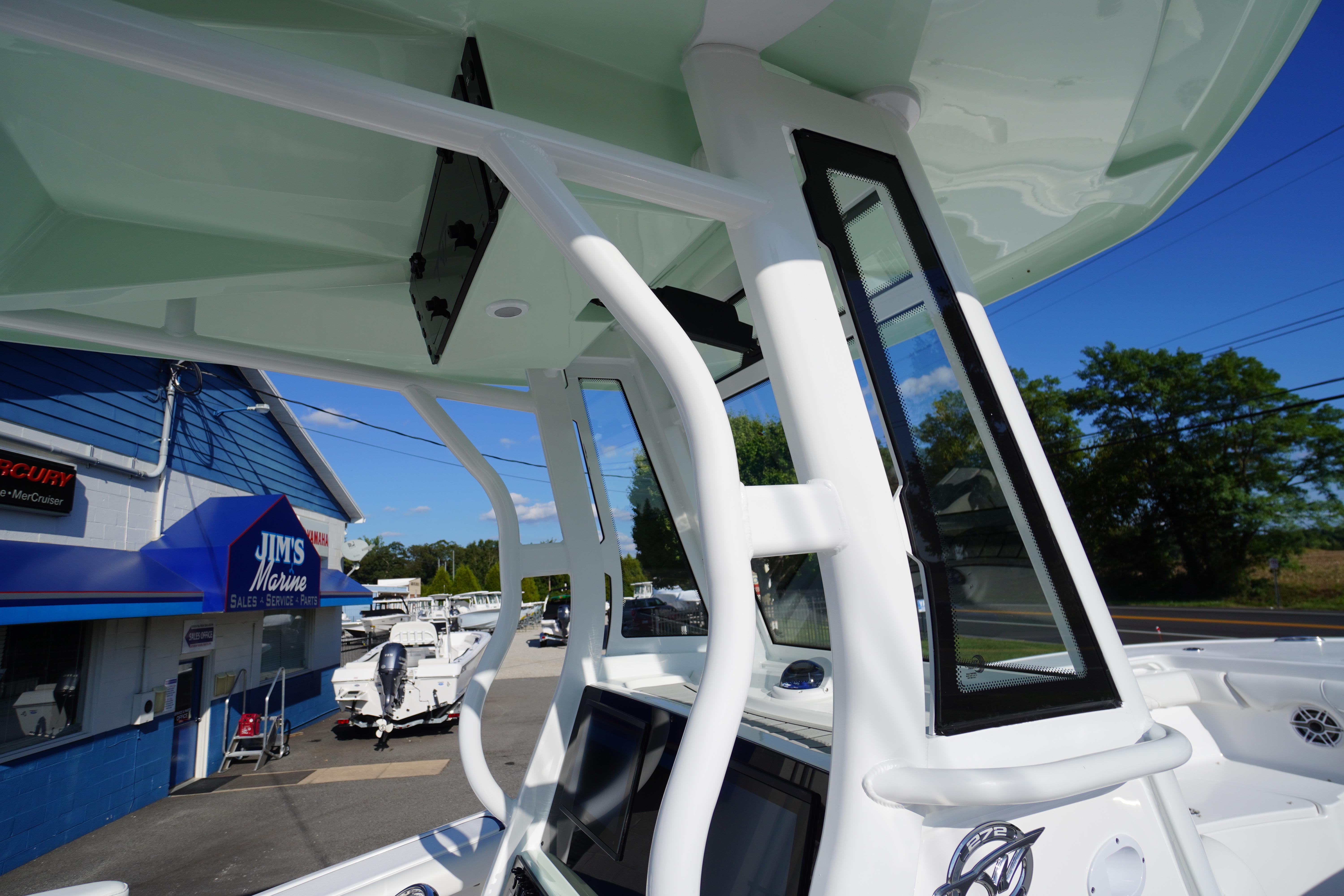 2026 Tidewater 272 LXF boat at Jim's Marine dealership, showcasing sleek design and modern features.