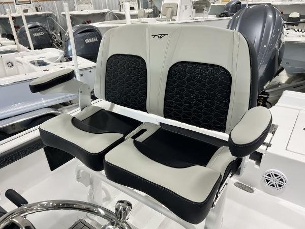 2025 Tidewater 2300 Carolina Bay boat seats with modern design and comfortable cushioning.