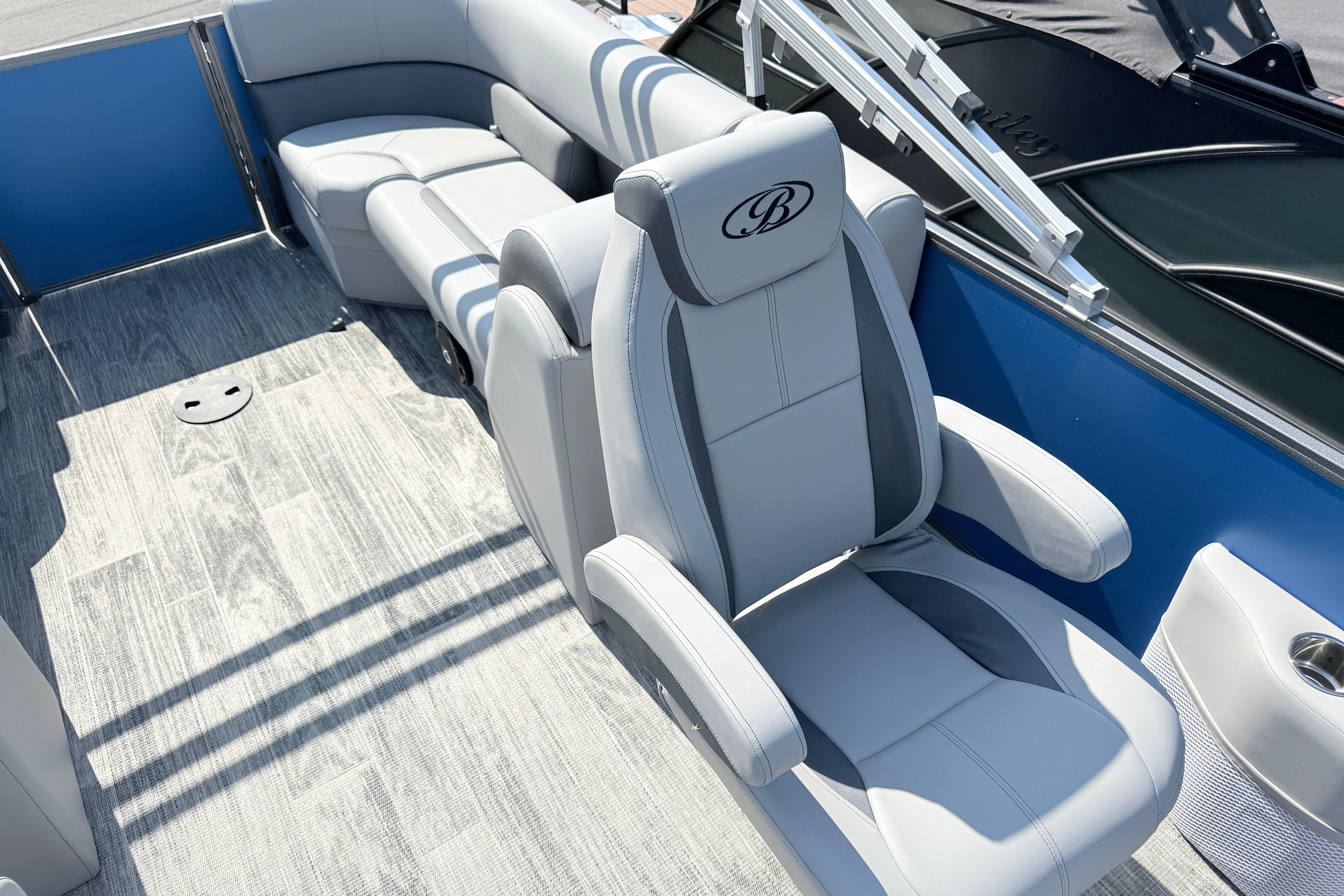 2027 Bentley Pontoons Legacy 240 Navigator interior with luxurious seating and modern design.