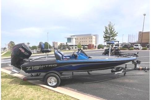 2026 Nitro Z19 XL boat parked on trailer outdoors.