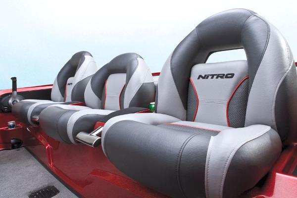 Manufacturer Provided Image: 2013 Nitro Z-8 boat seats with gray and red accents.