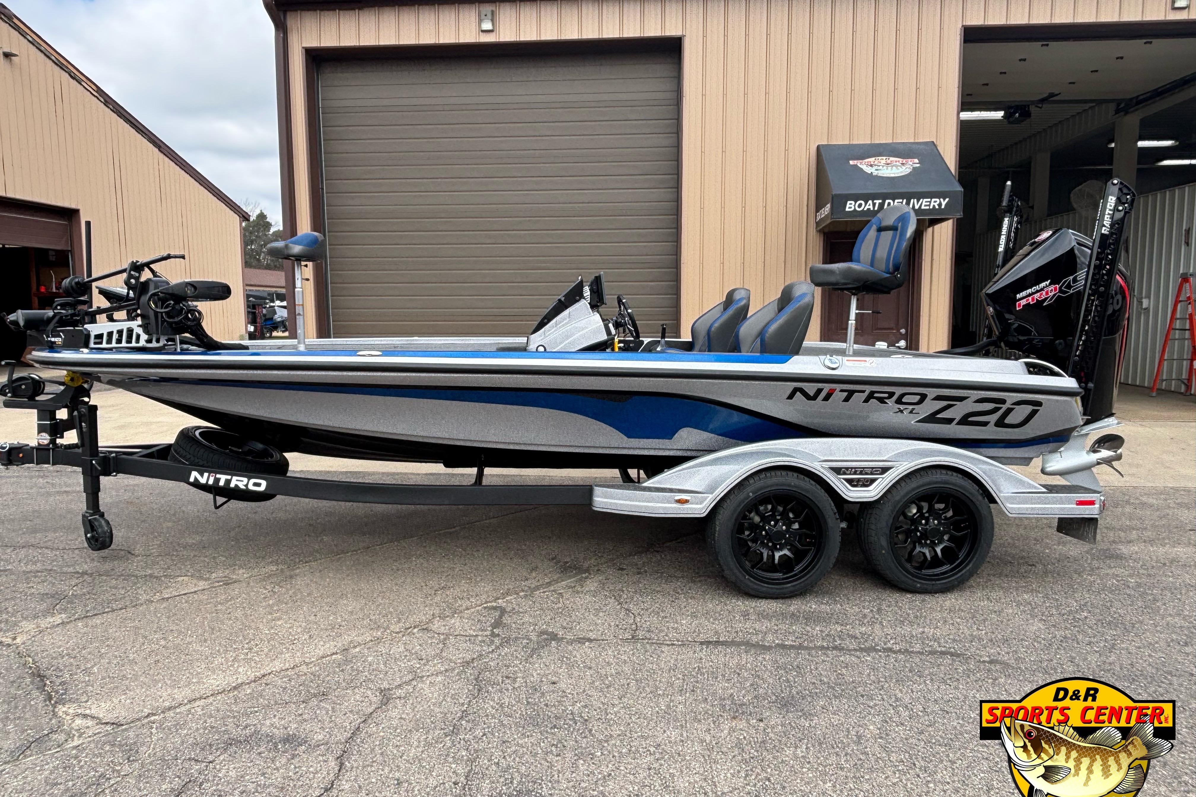2026 Nitro Z20 XL boat on trailer at D&R Sports Center.