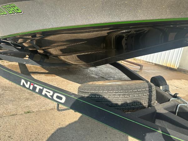 2017 Nitro Z21 Z-Pro High Performance boat on trailer, close-up view.