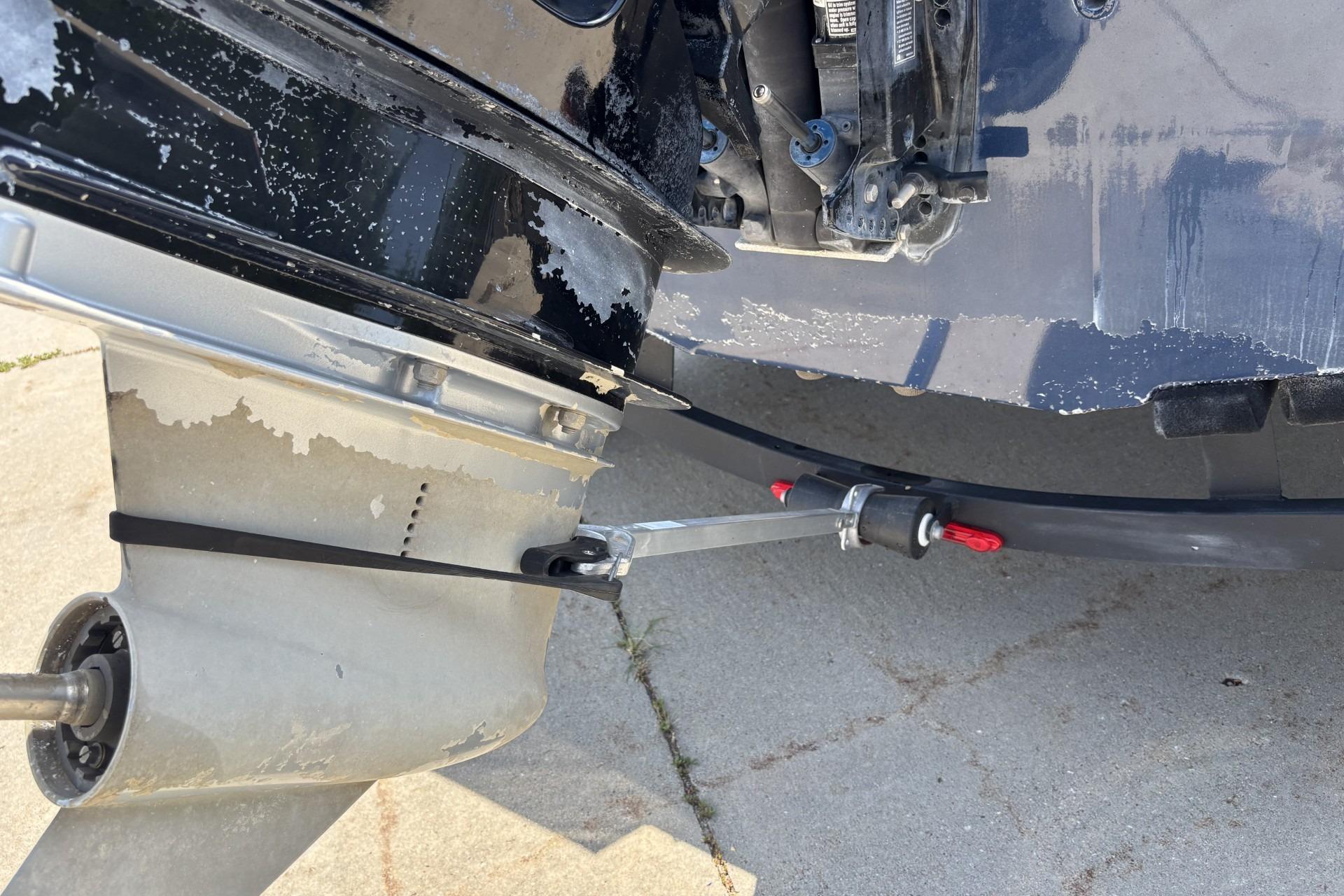 2021 Ranger VX1788 WT boat motor with propeller and steering mechanism.