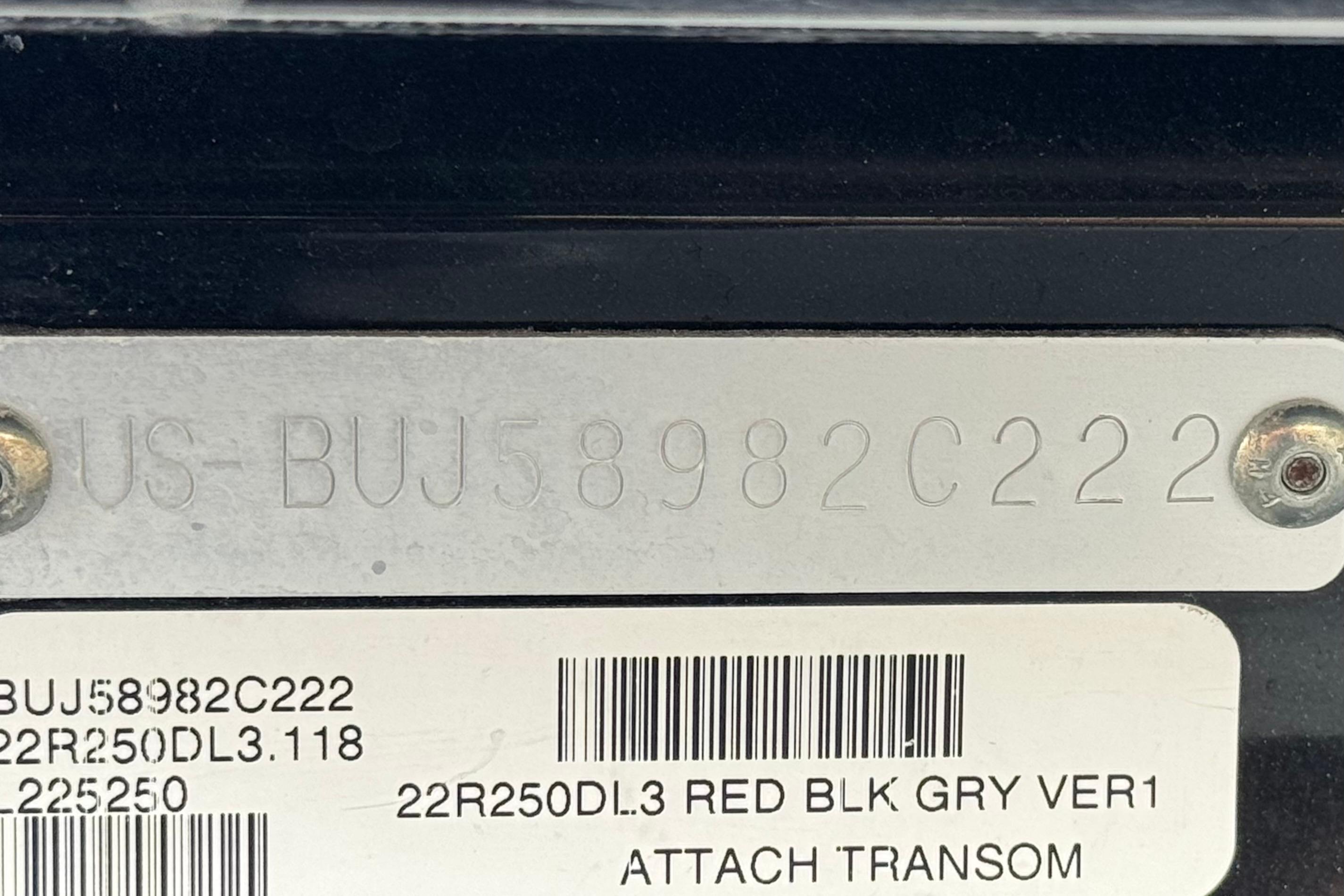 2022 Regency 250 DL3 serial number plate with barcode and model details.