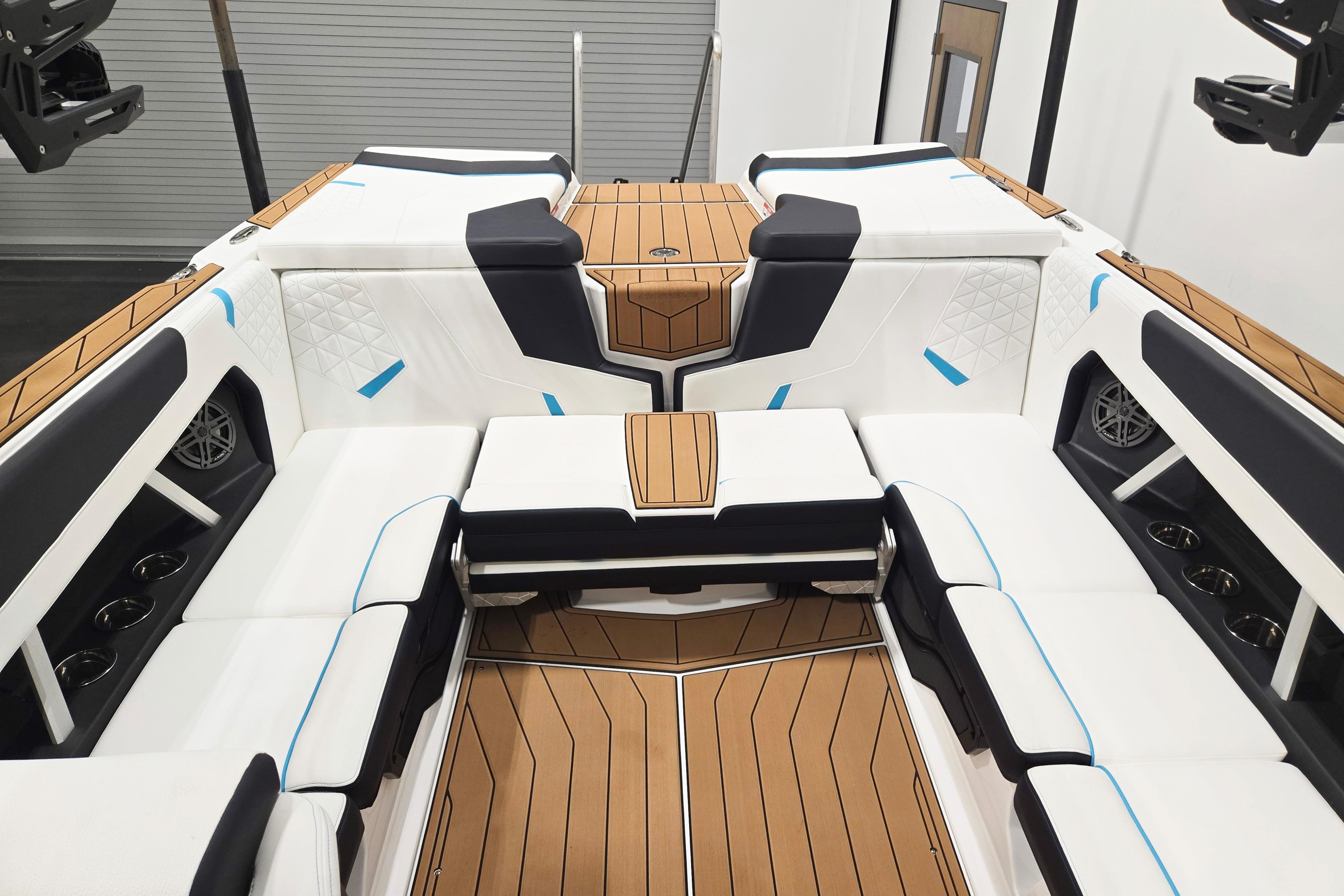 2026 Nautique Super Air Nautique GS22 interior with luxurious seating and modern design.
