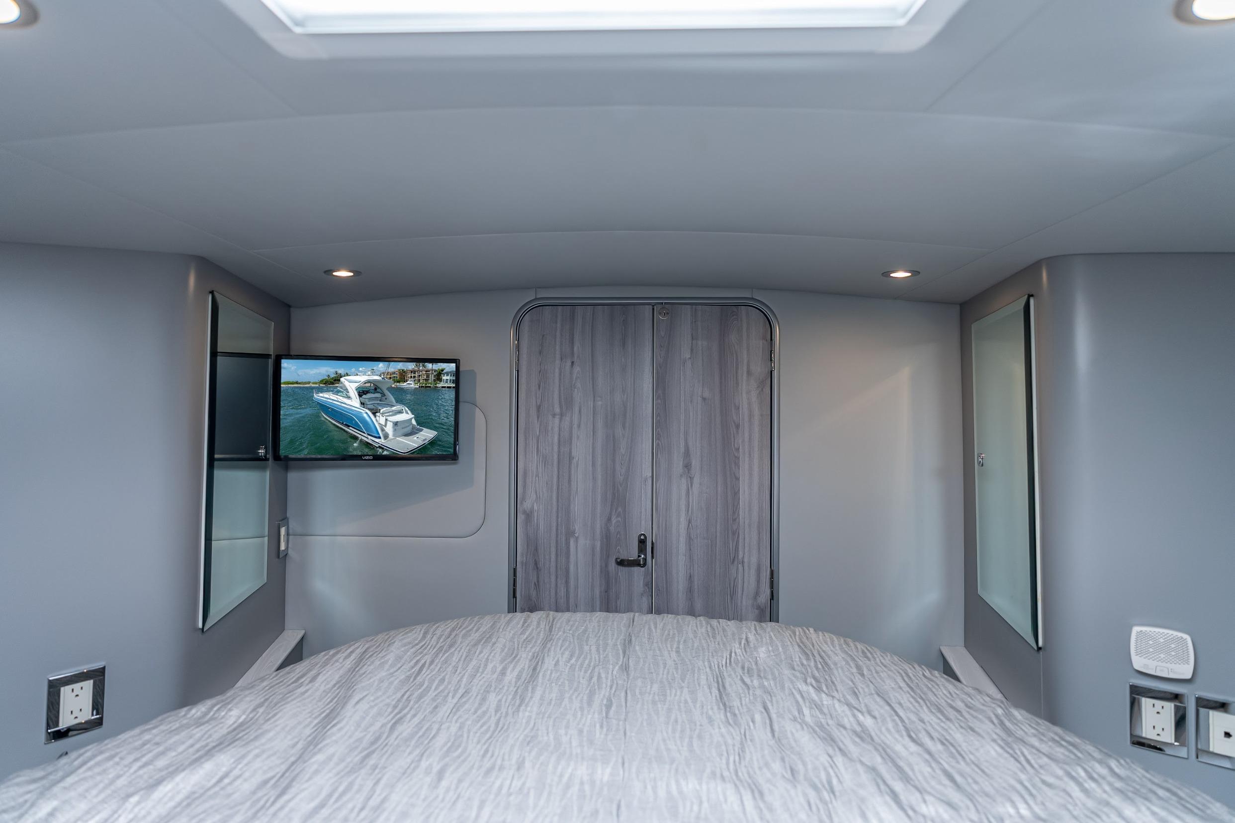 Interior of 2022 Formula 40 Performance Cruiser with TV and modern design.