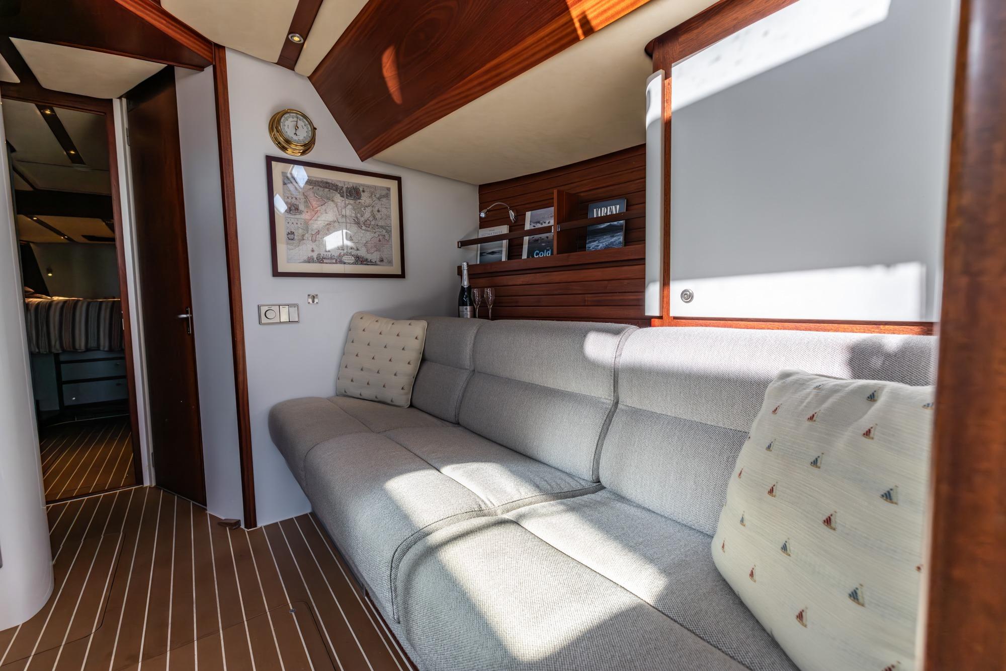 Luxurious interior of 2008 Van De Stadt Stadtship 70 yacht with elegant seating and decor.