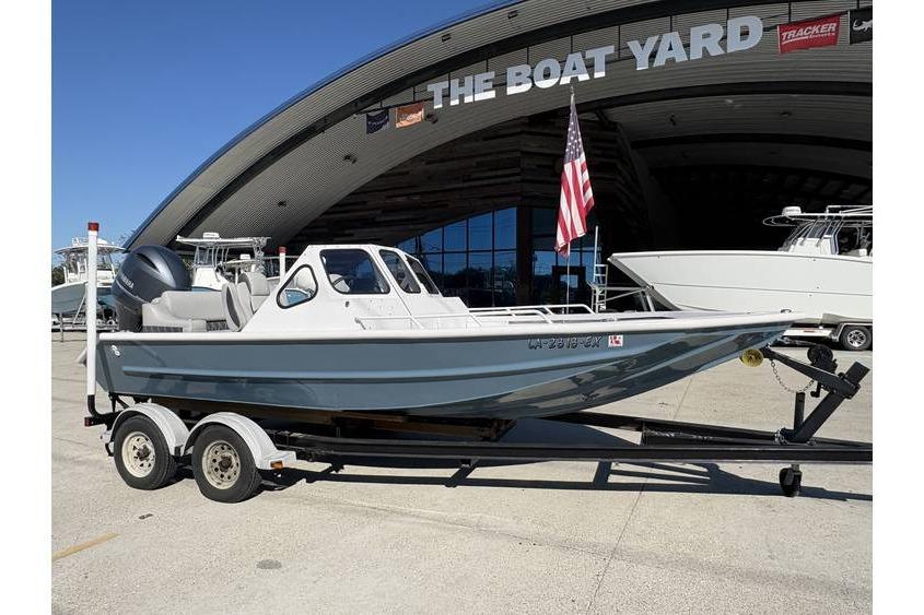 1997 Scully's 18 WT boat on trailer at The Boat Yard dealership.