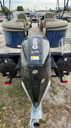 2024 Regency 230 LE3 pontoon boat with powerful V8 engine.