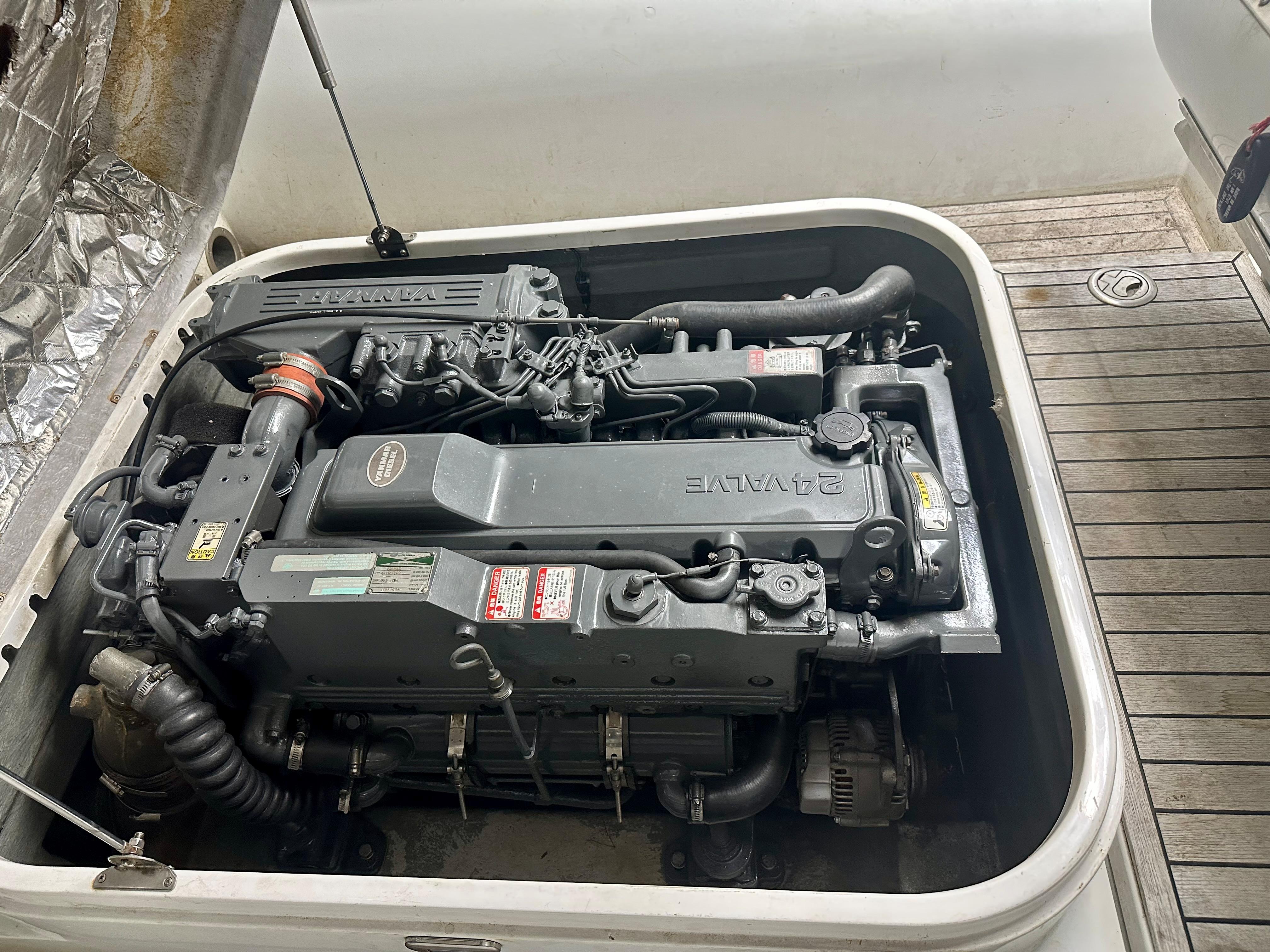2008 Castoldi Jet Tender 23 engine compartment with Yanmar engine.