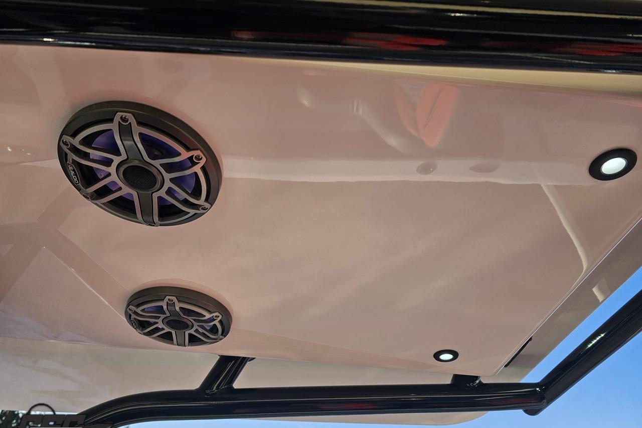 Ceiling speakers and lights on 2025 Concept 27' CC boat.