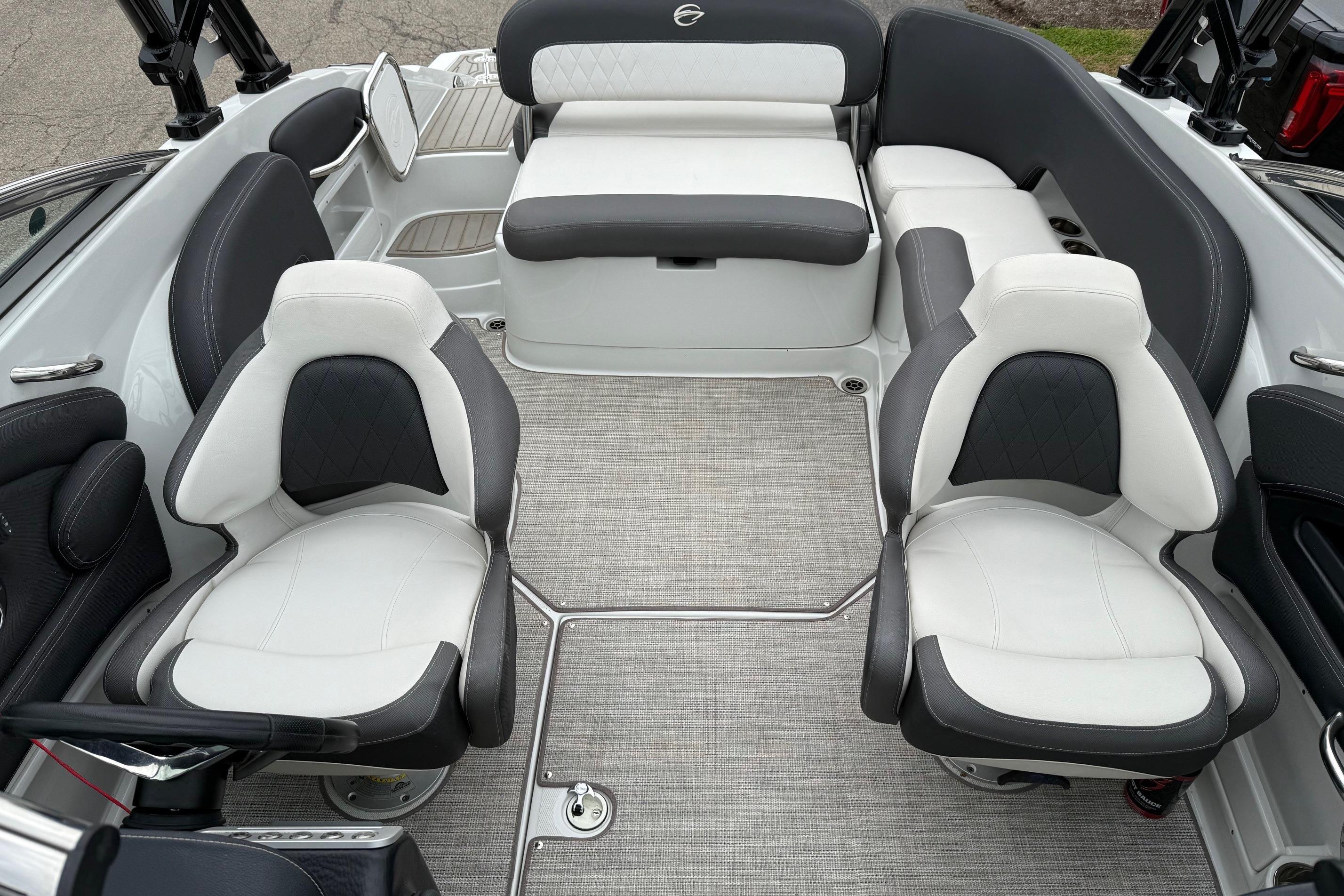 2022 Crownline 255 SS boat interior with stylish seating and modern design.