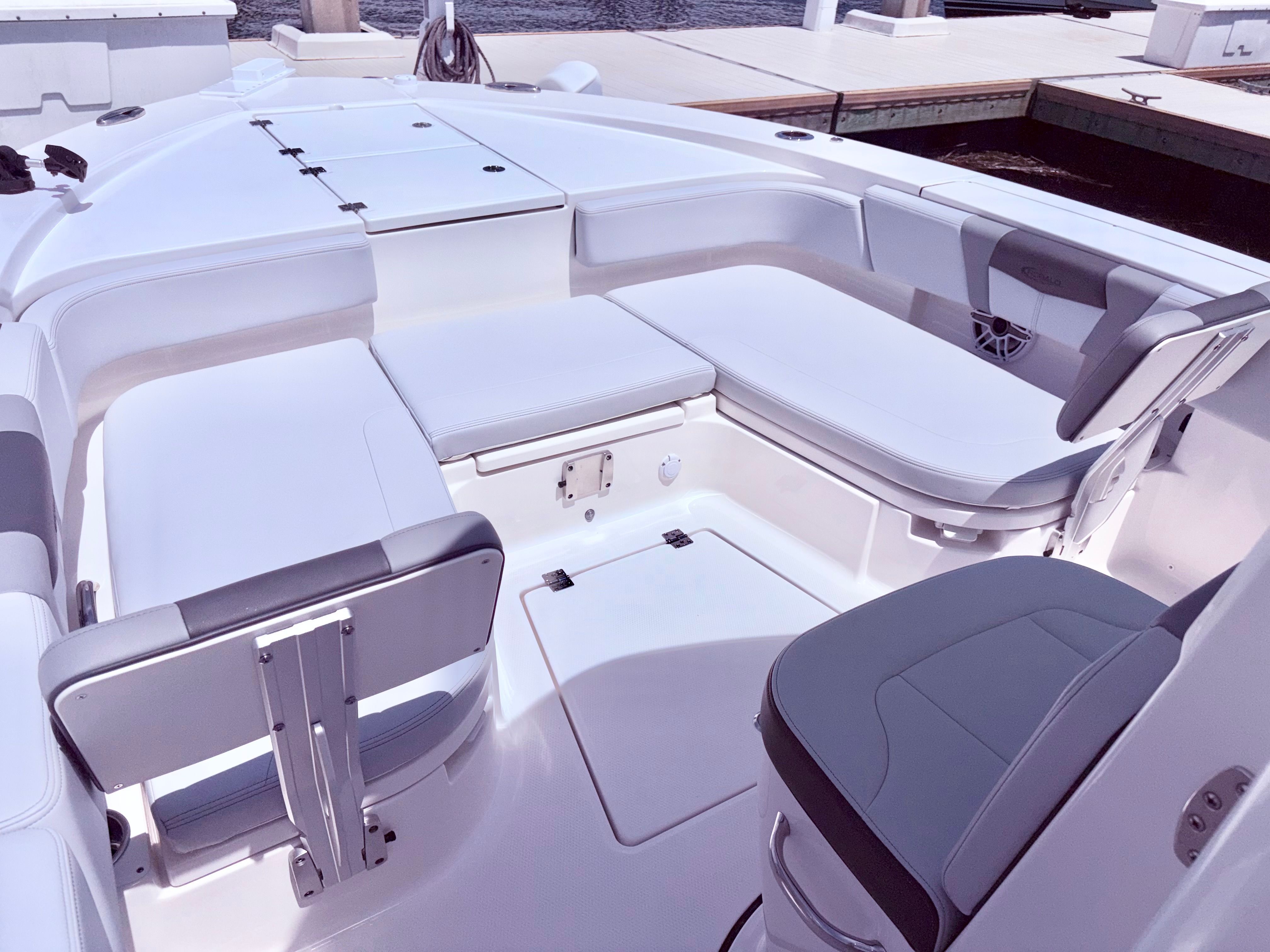 Interior of 2025 Robalo 266 Cayman boat.