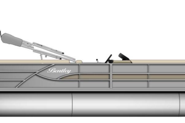 2026 Bentley Pontoons Legacy 223 Cruise, side view, sleek design, modern pontoon boat.
