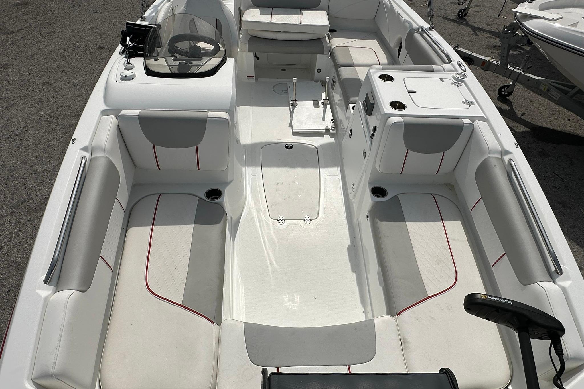 2021 Tahoe 2150 boat interior with spacious seating and modern design.