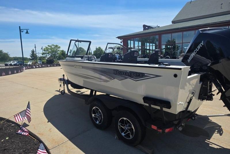 2026 Ranger VX1888 WT boat on trailer, parked outdoors under clear sky.