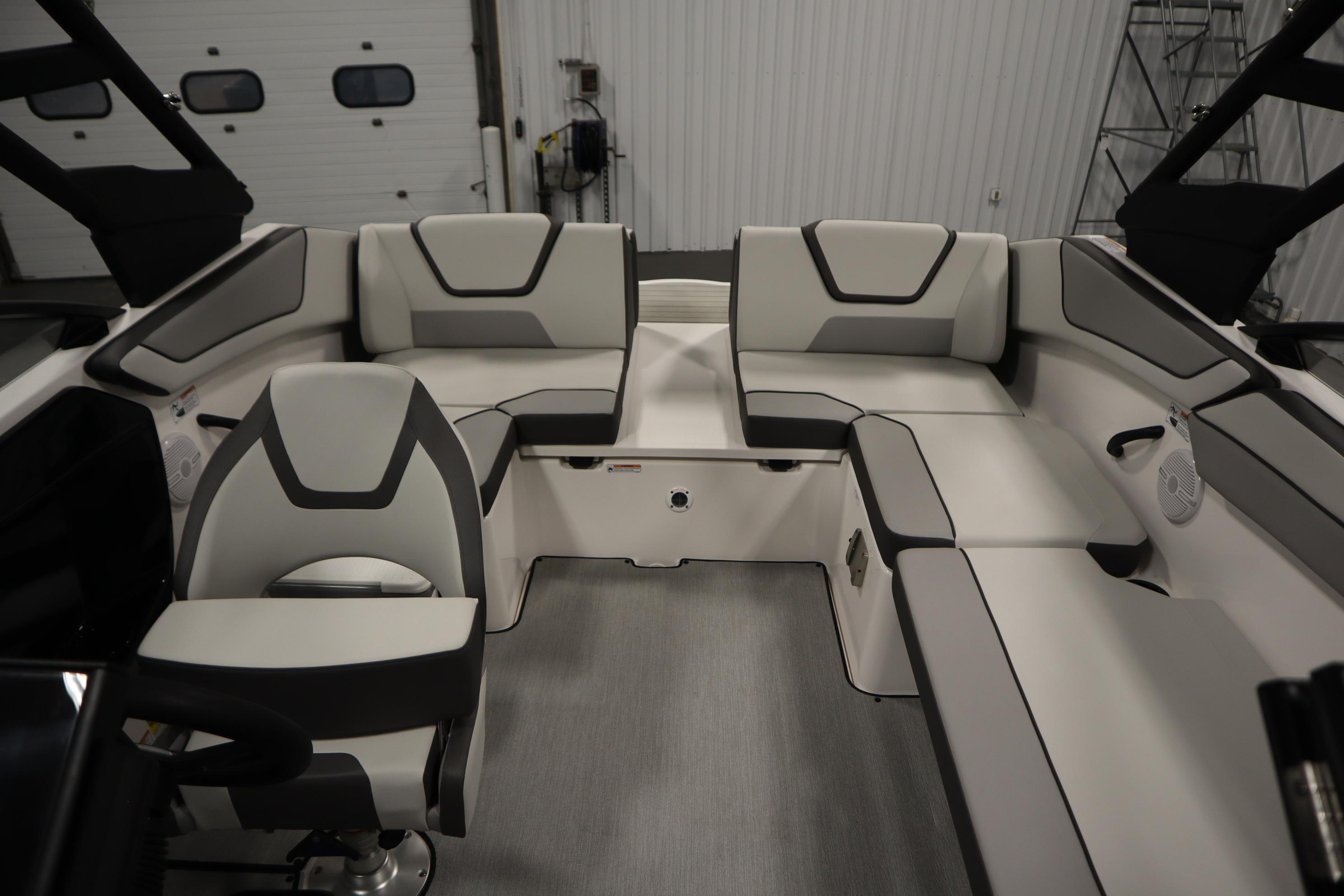 2026 Yamaha Boats AR220 interior with modern seating and sleek design.