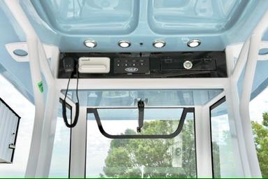 2026 Sea Hunt Ultra 255 SE boat interior with modern controls and lighting.