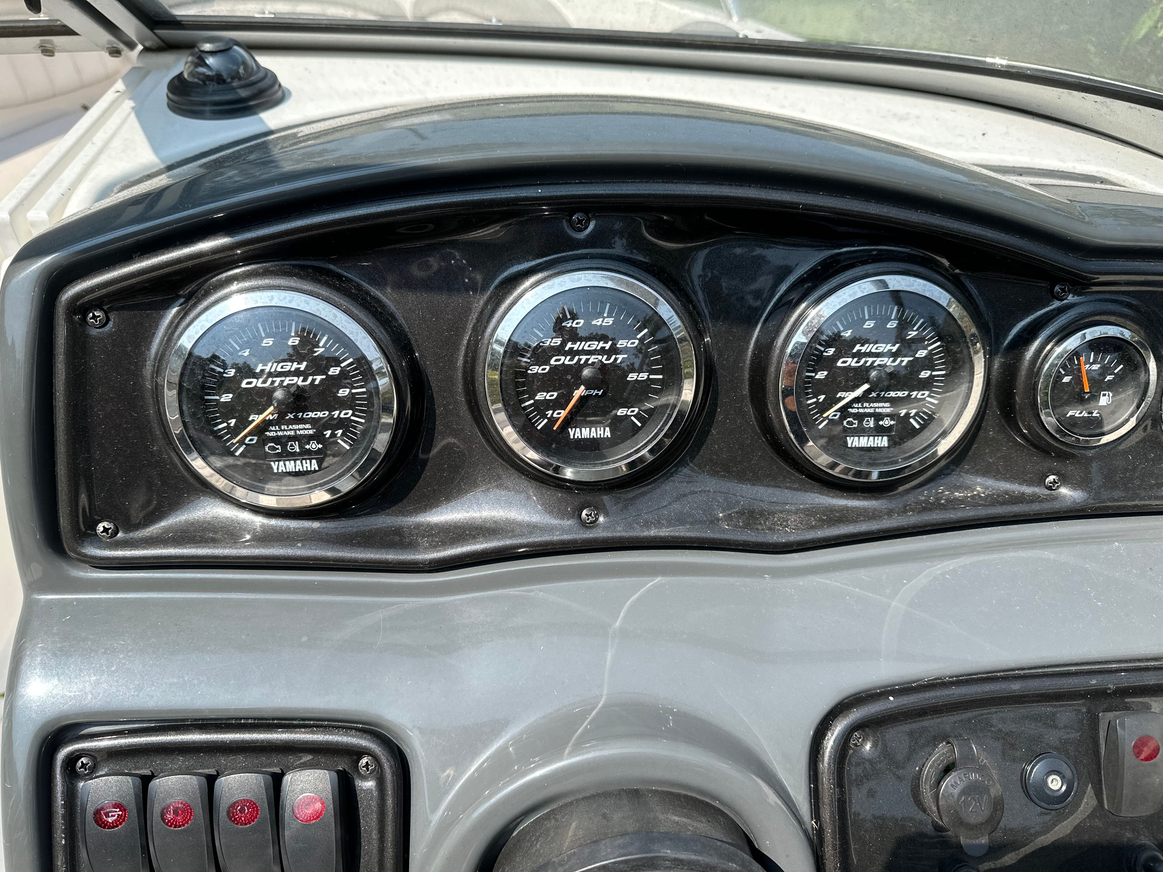 Dashboard of a 2008 Yamaha SX230 HO boat.