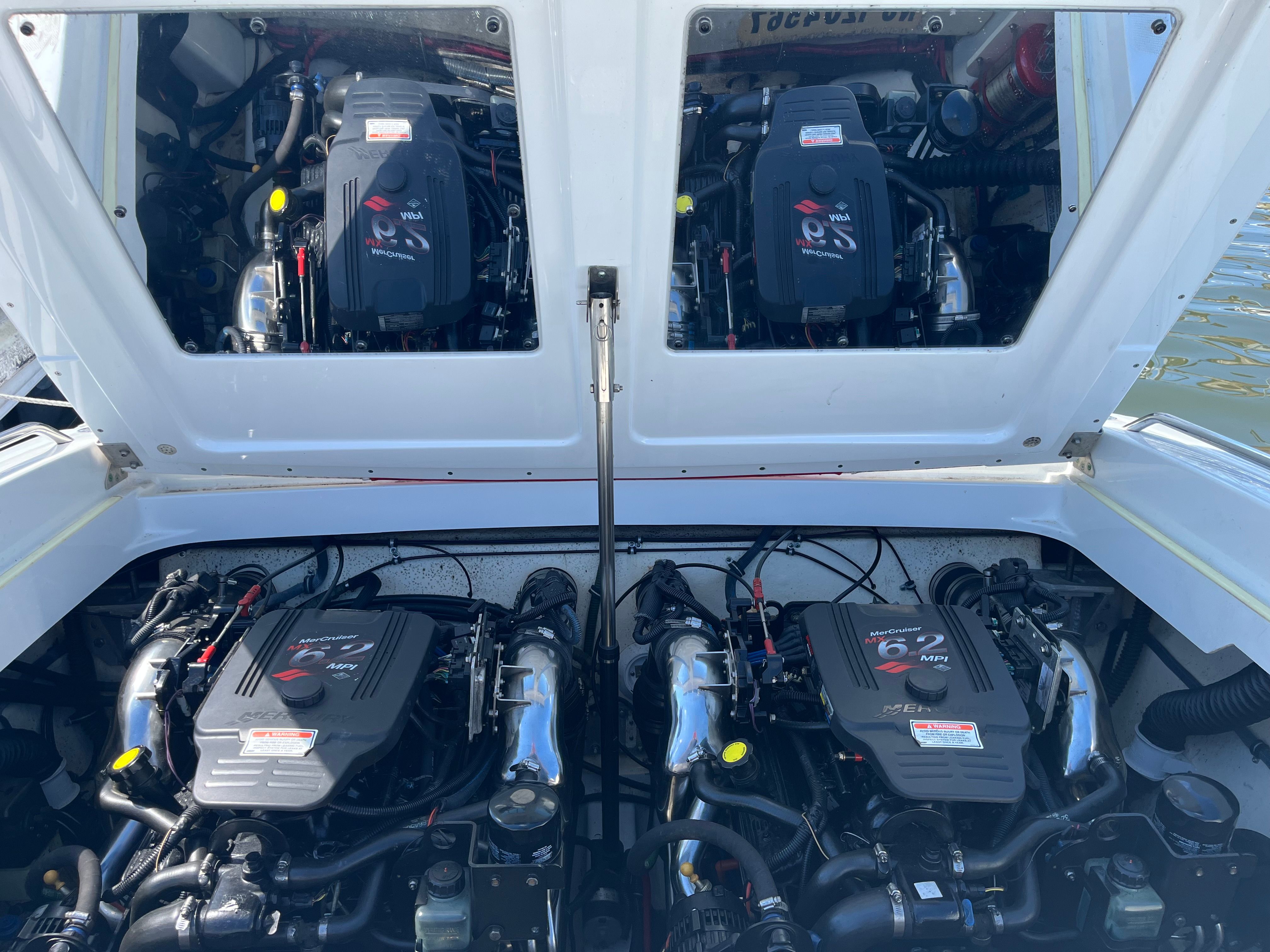 Engine compartment of a 2004 Formula 292 FASTech with two powerful engines.
