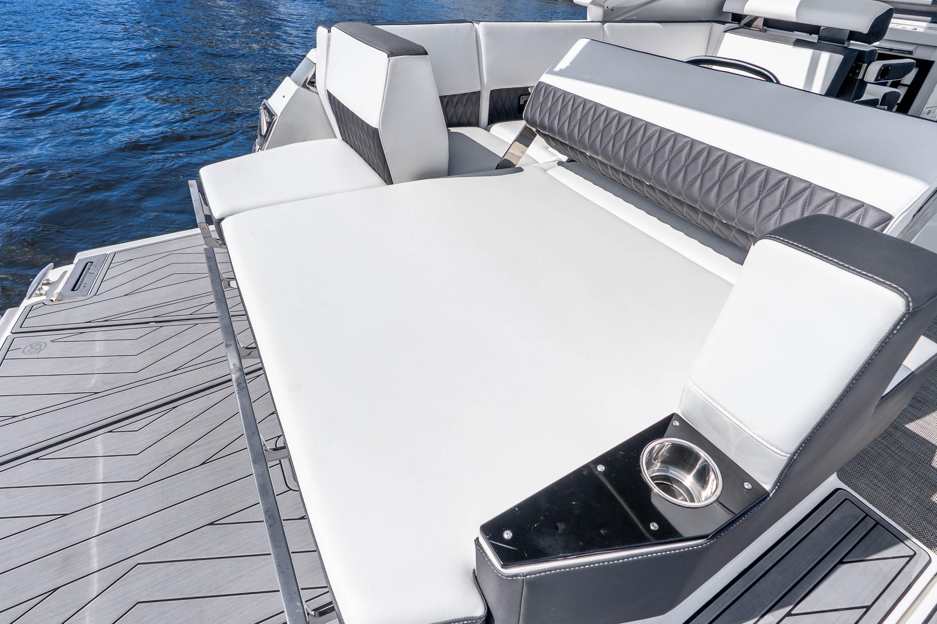2022 Monterey 378SS Super Sport boat with luxurious seating and sleek design.